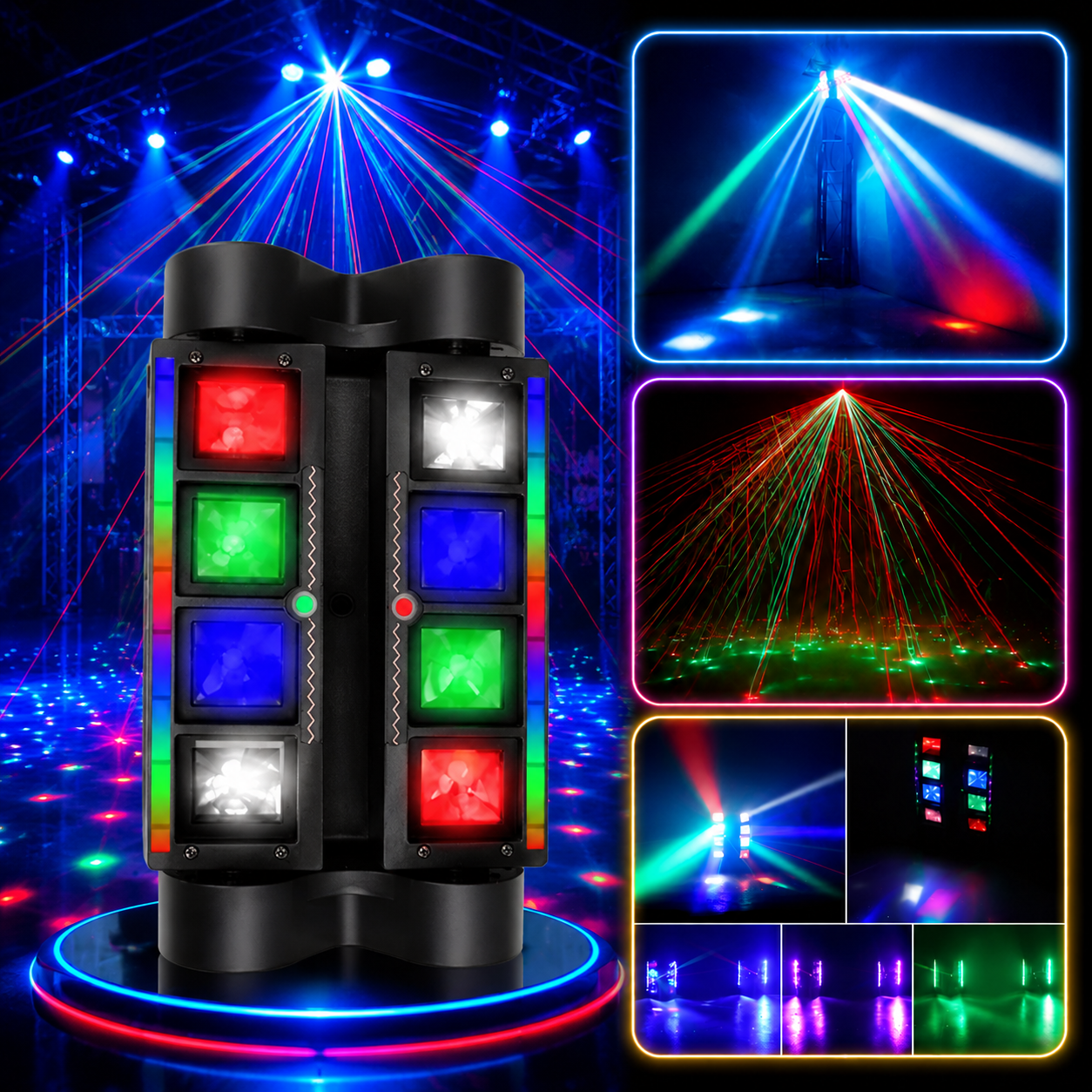 KTVLIGHTS 4-in-1 RGBW LED Moving Head Light for Party Shows-E23