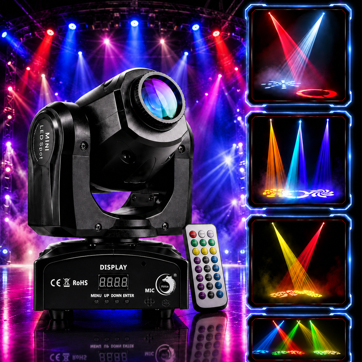 KTVLIGHTS LED Moving Head DJ Stage Light 8 Gobo-E27
