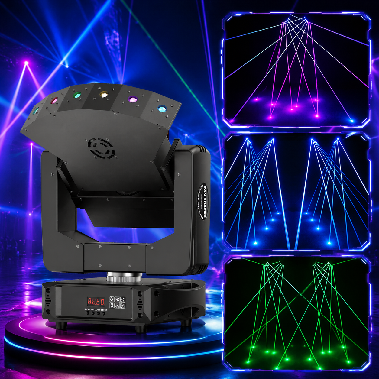 KTVLIGHTS 6 Eye RGB Infinite Rotation Laser Moving Head Light - E38