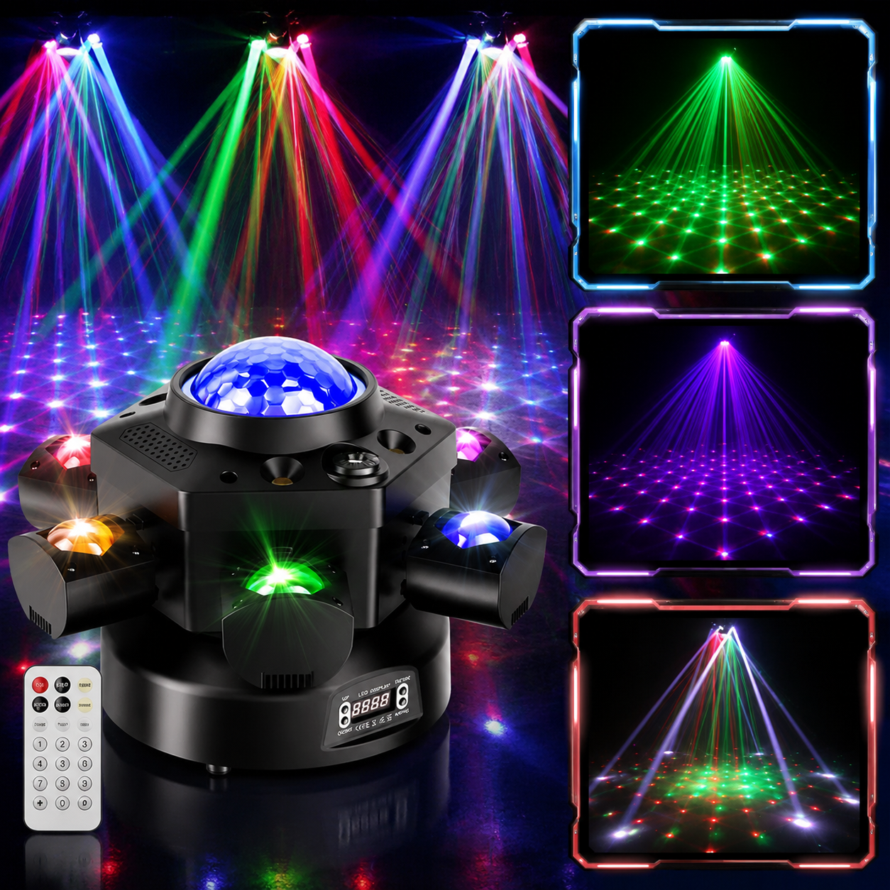 KTVLIGHTS 120W Six Arm Moving Head Light RGBW DJ Stage Lighting-E4