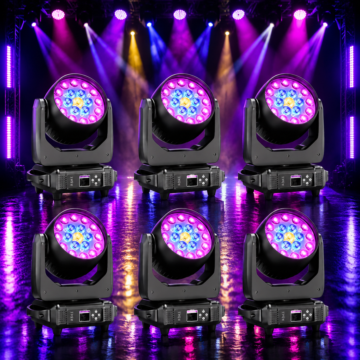 KTVLIGHTS LED 285W RGBW 19 LED Moving Head Light DJ Stage Lighting-E54