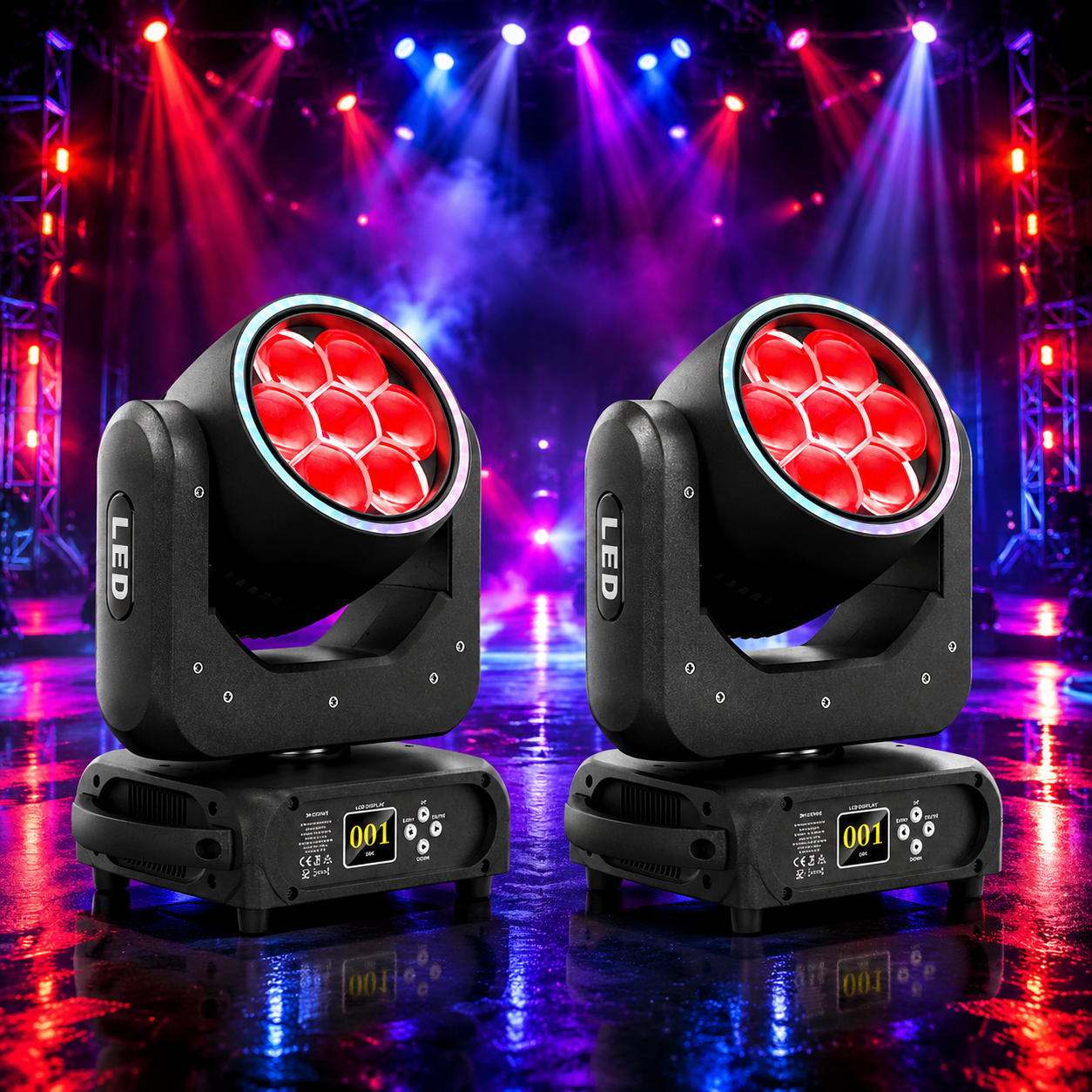 KTVLIGHTS 7x40W RGBW LED Zoom Moving Head DJ Stage Light - E63