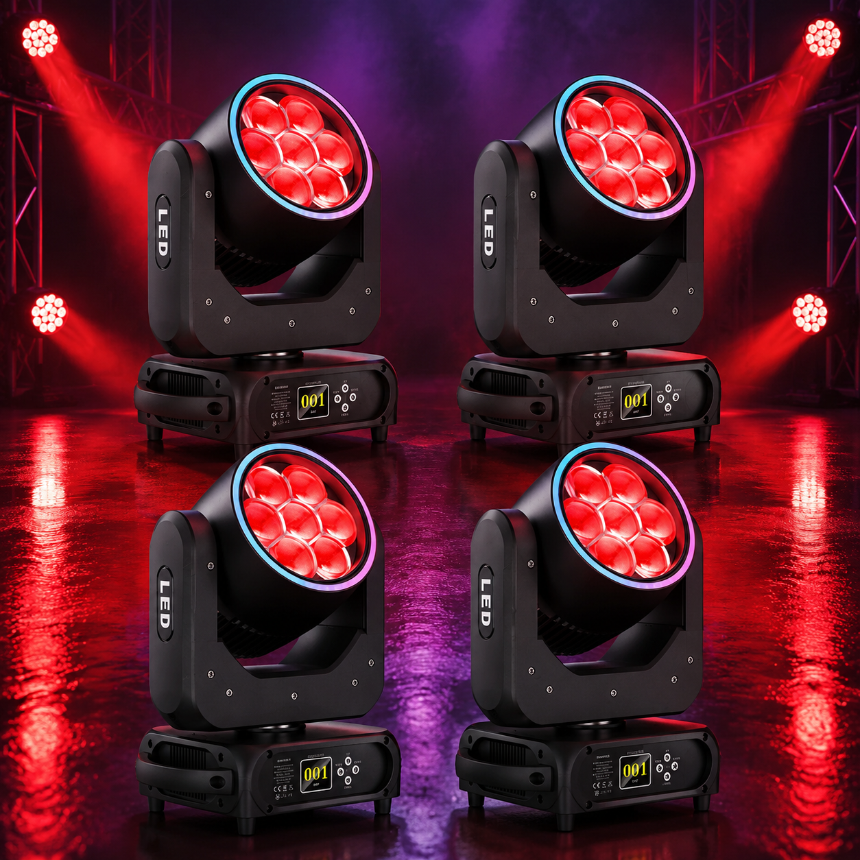 KTVLIGHTS 7x40W RGBW LED Zoom Moving Head DJ Stage Light - E63