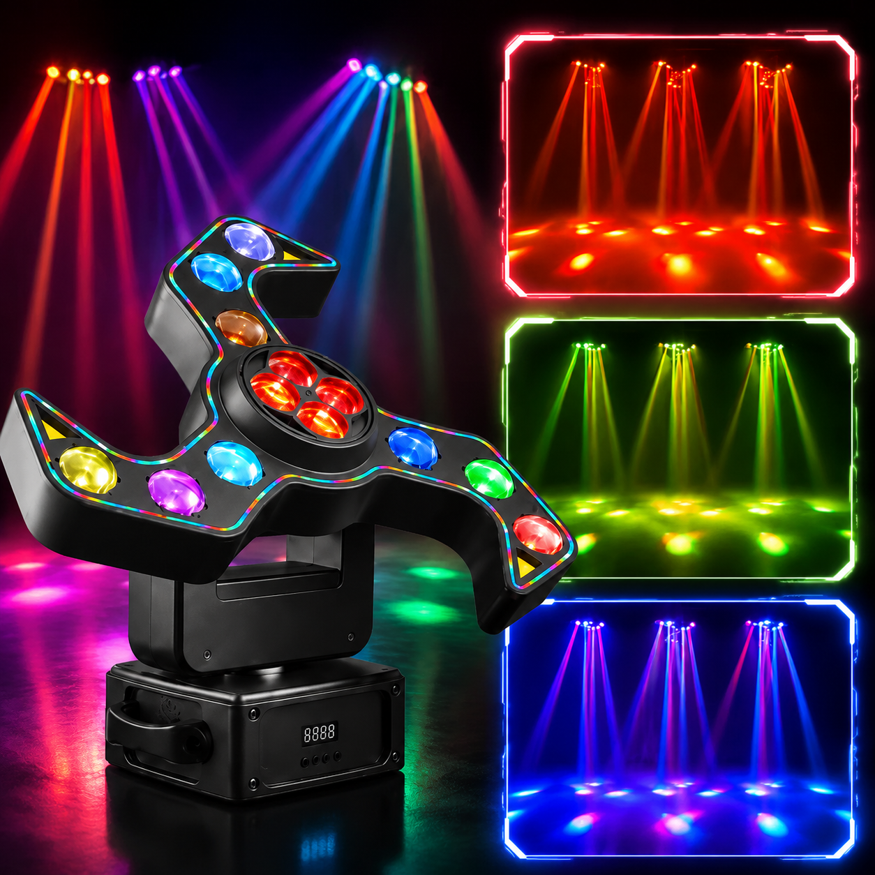 KTVLIGHTS 120W 4-in-1 Cyclone Moving Head Light RGBW DJ Lighting - E70