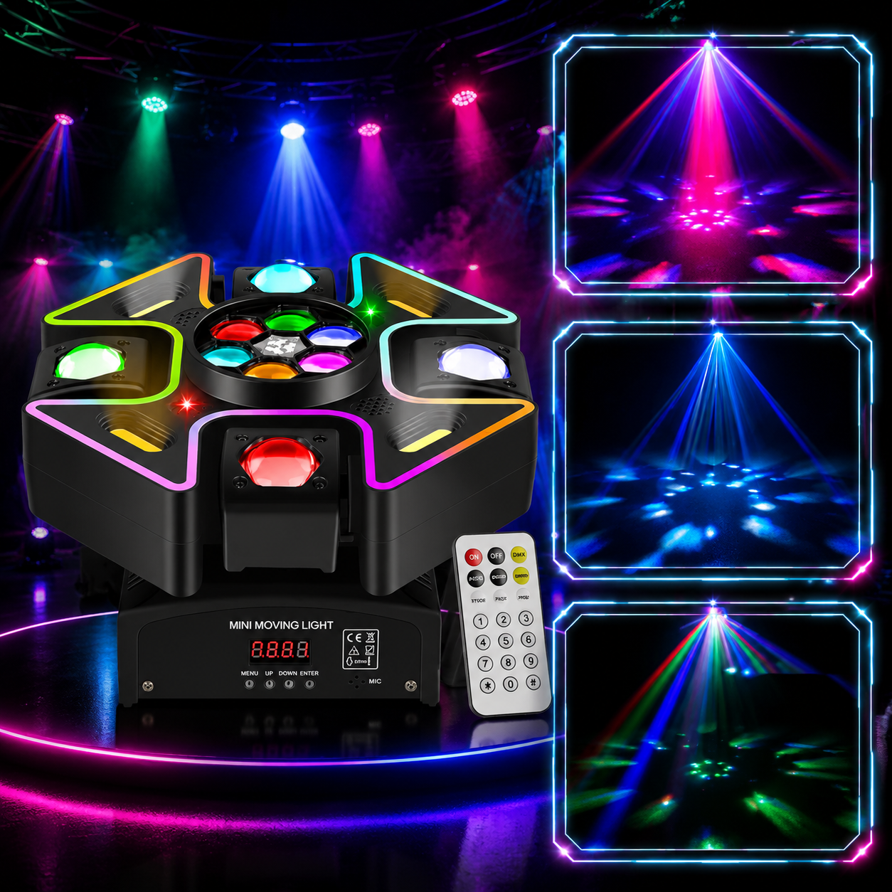 KTVLIGHTS 120W Quad Arm LED Moving Head Light RGBW DJ Lighting-E71