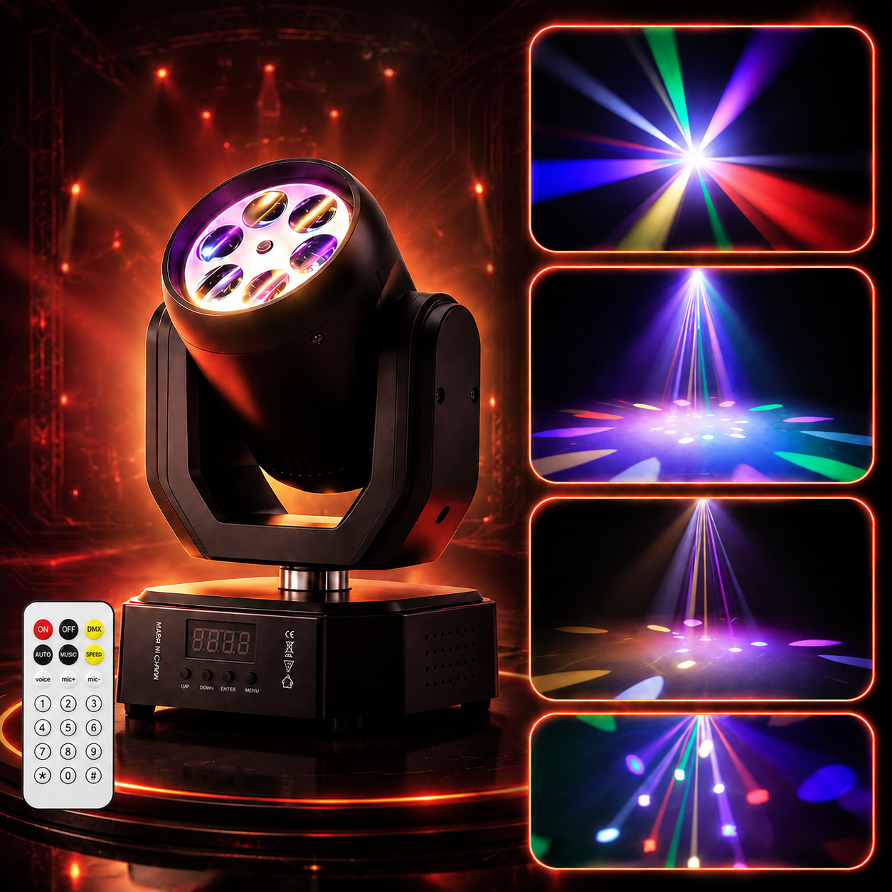 KTVLIGHTS RGBW Mini LED Moving Head Light DJ Stage Lighting-E75