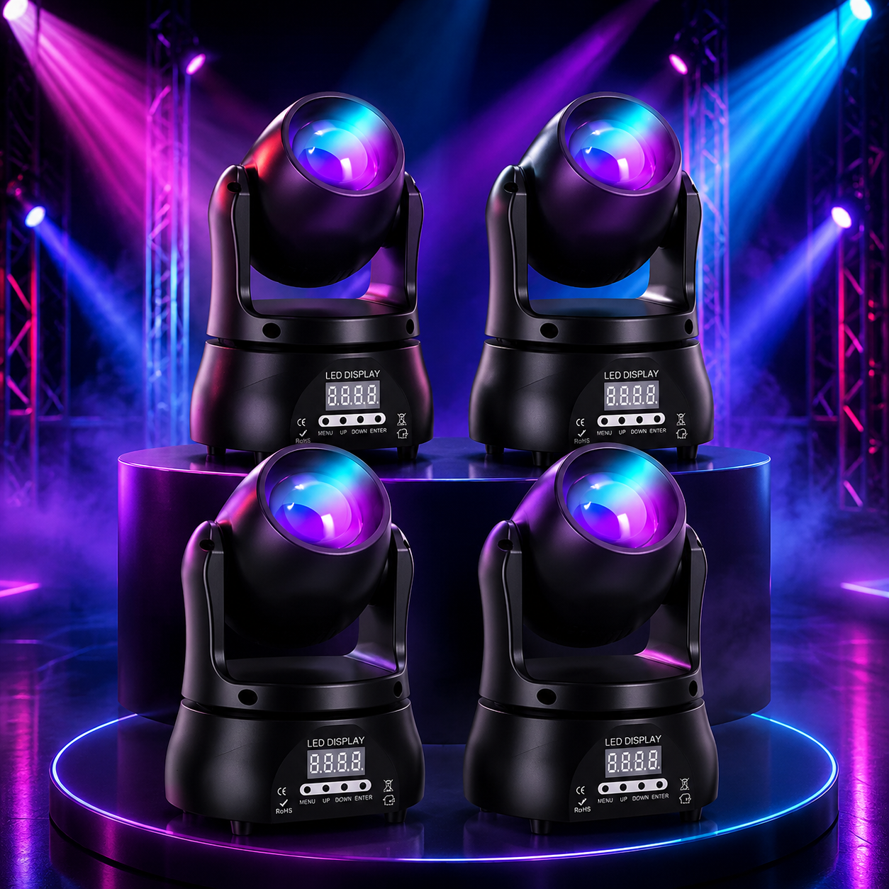 KTVLIGHTS Mini RGBW Moving Head Beam Light for DJs & Parties-E7