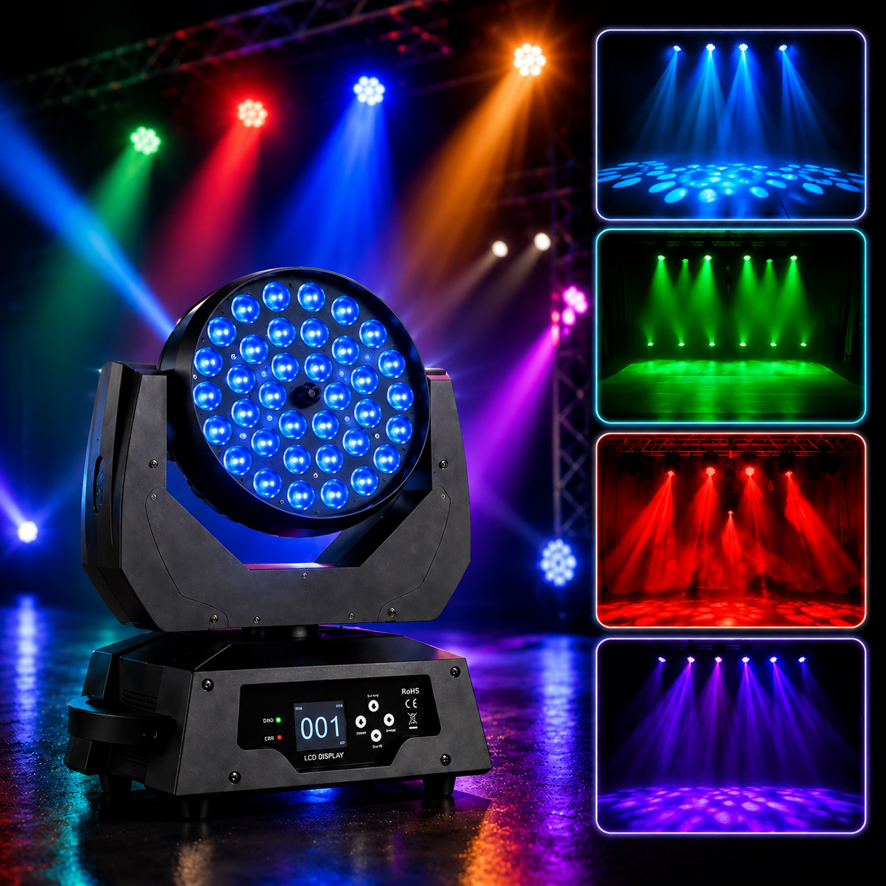 KTVLIGHTS RGBW LED Moving Head DJ Stage Light Party Club-E84