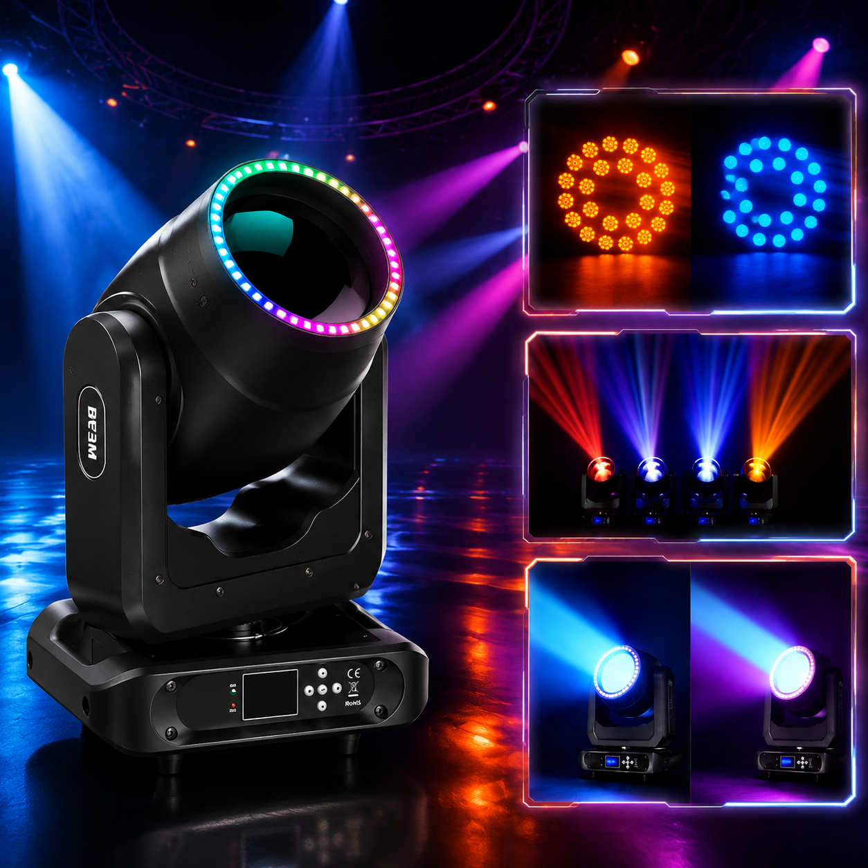 KTVLIGHTS RGB Moving Head DJ Stage Light for Club Party Events-E85