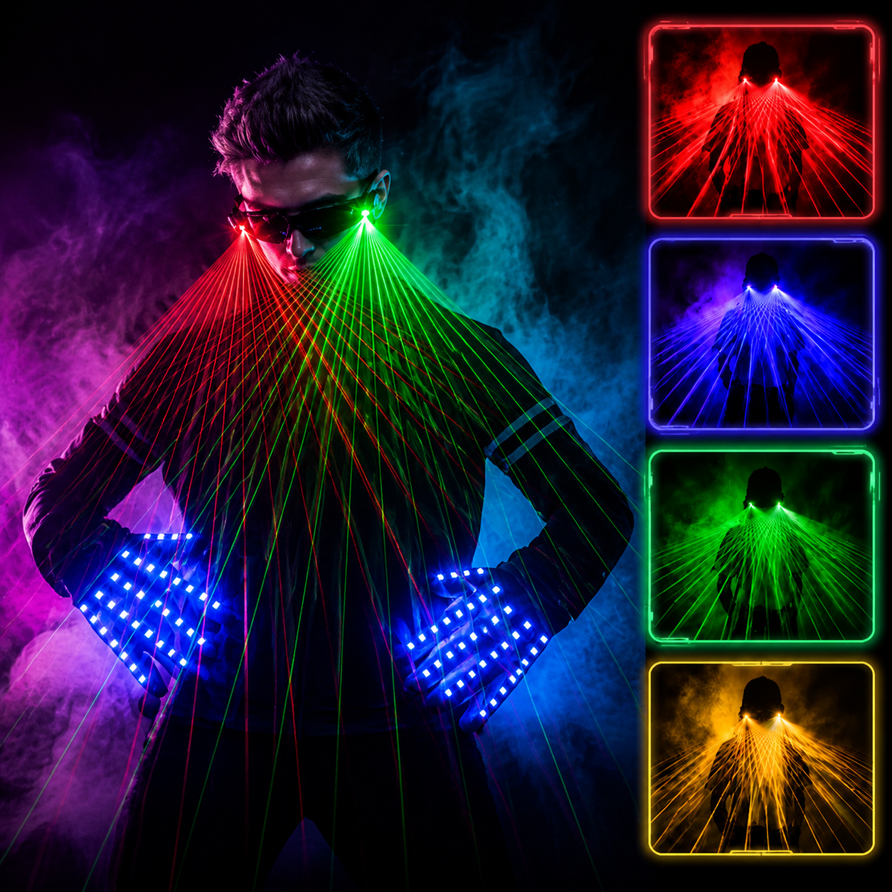 KTVLIGHTS Party Laser Glasses Set Light Up Glasses for Rave Festival DJ-M1