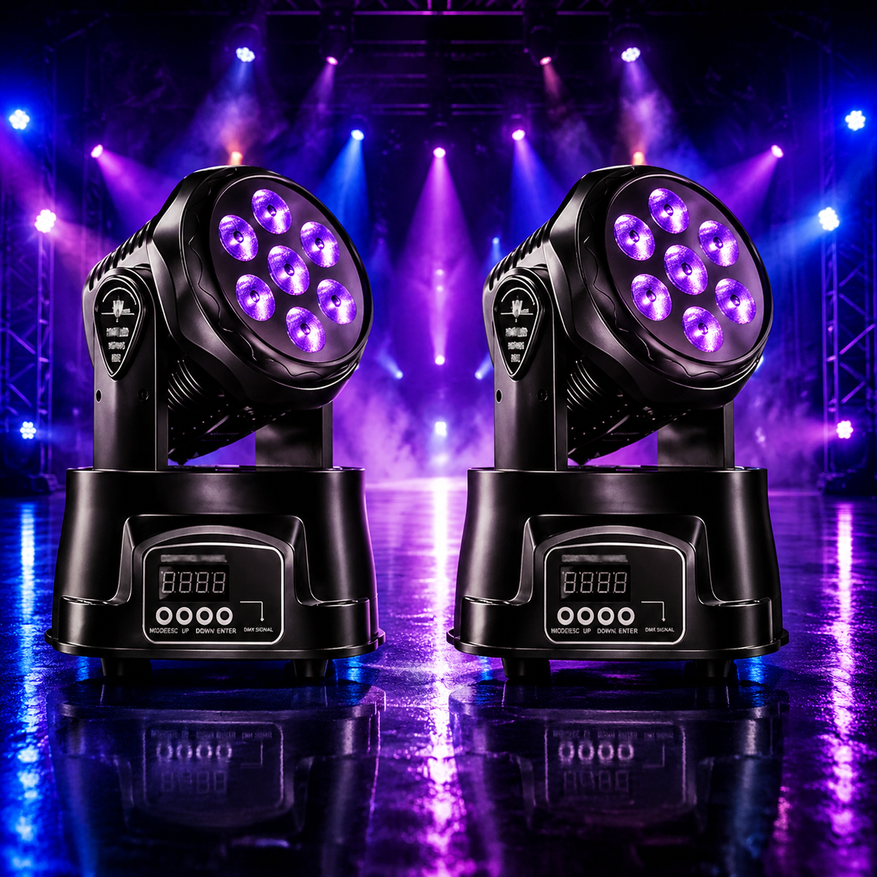 KTVLIGHTS 6 RGBW LED Stage Wash Light Moving Head for DJ Events - P9