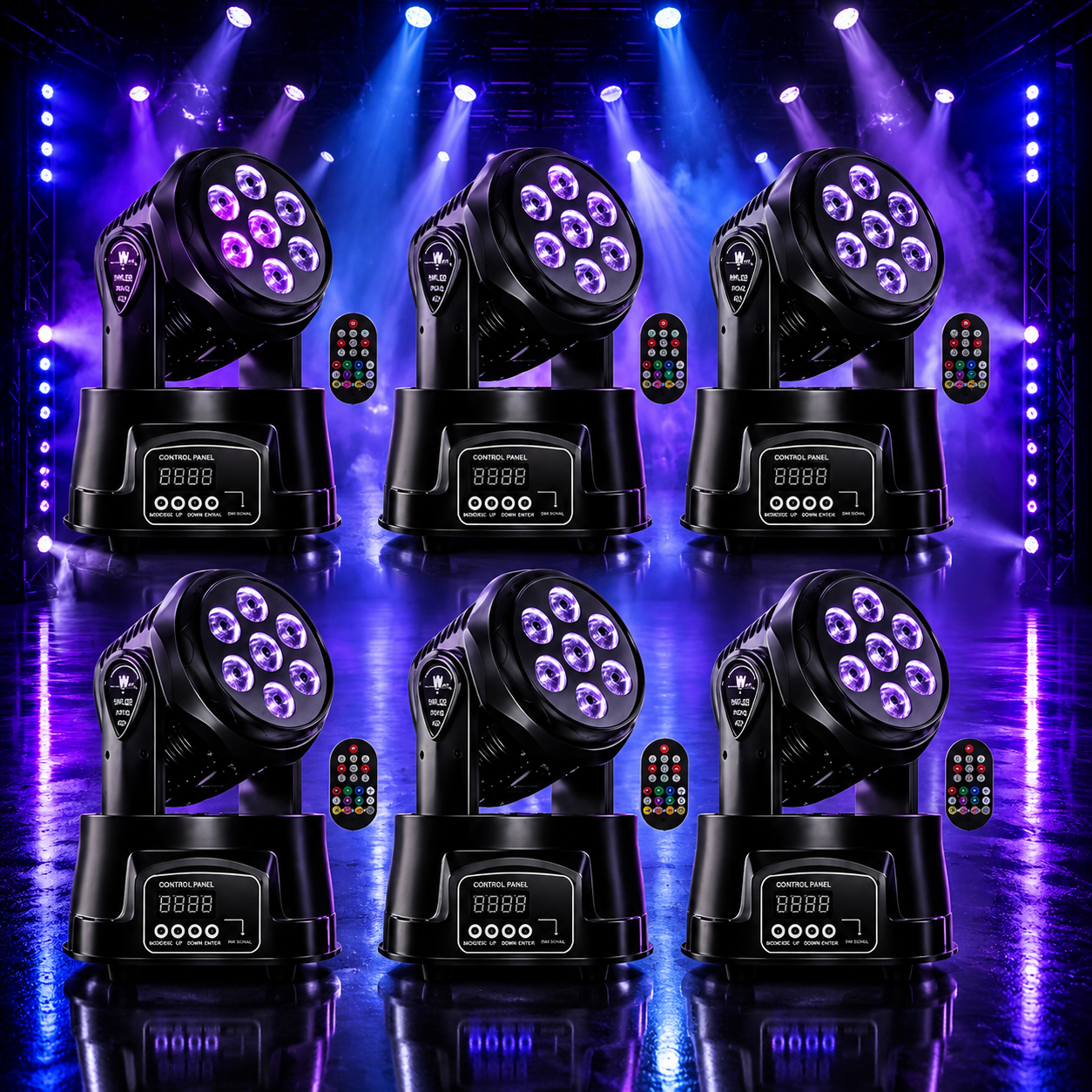 KTVLIGHTS 6 RGBW LED Stage Wash Light Moving Head for DJ Events - P9