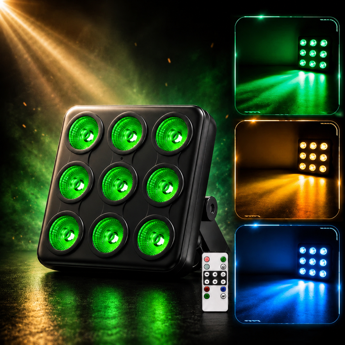 KTVLIGHTS 9-LED Remote Control Square PAR Stage Light-P28