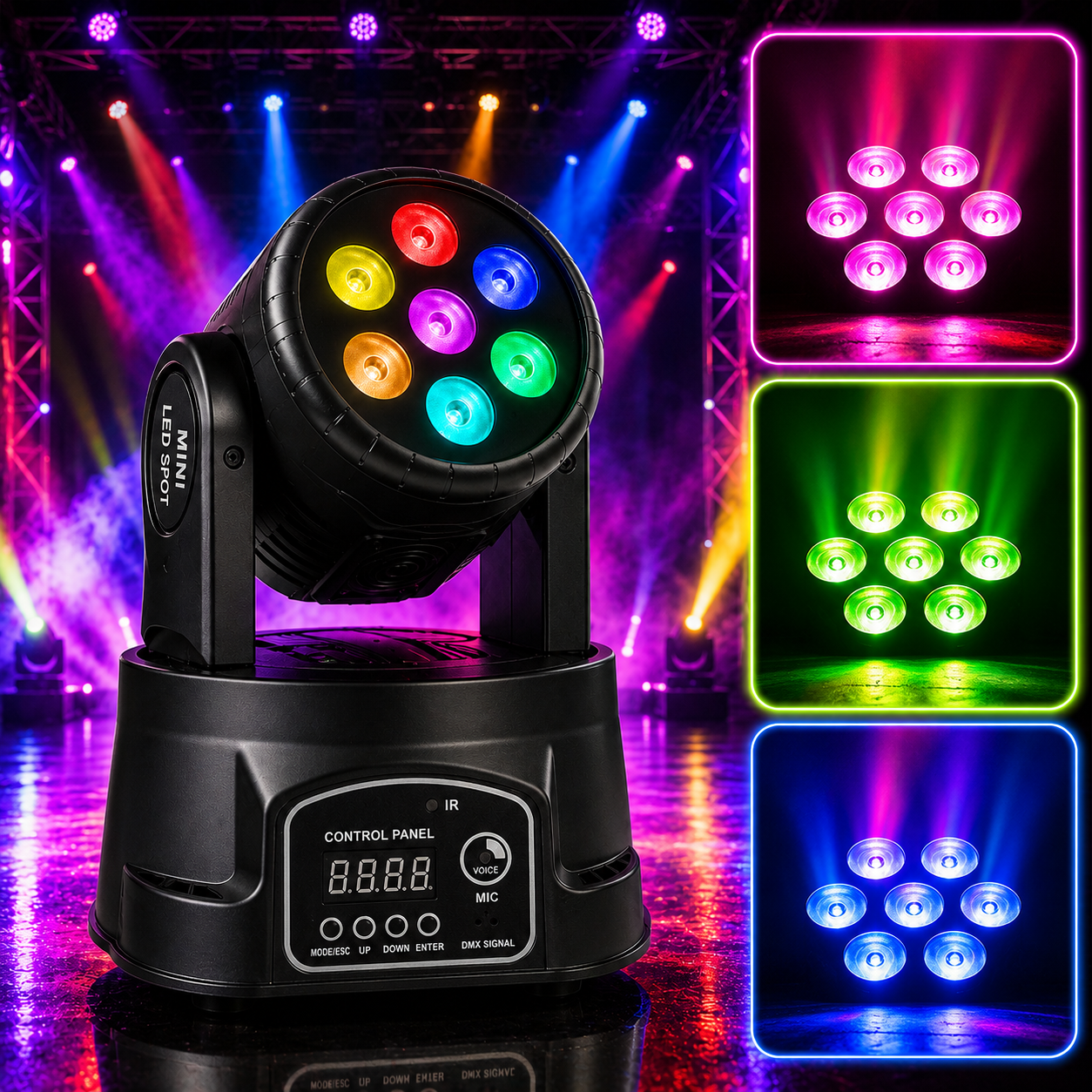 KTVLIGHTS 7 LED RGBW Moving Beam DJ Stage Light-E6