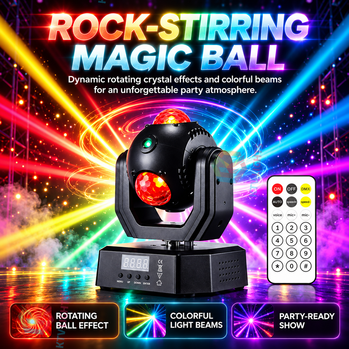 KTVLIGHTS Mini Moving Head Magic Ball Laser DJ Party Stage Light-E120