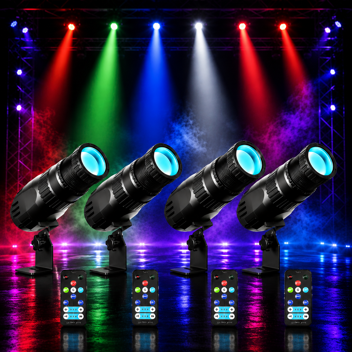 KTVLIGHTS RGBW 4-in-1 LED Spotlight for Stage & DJ Lighting-J2