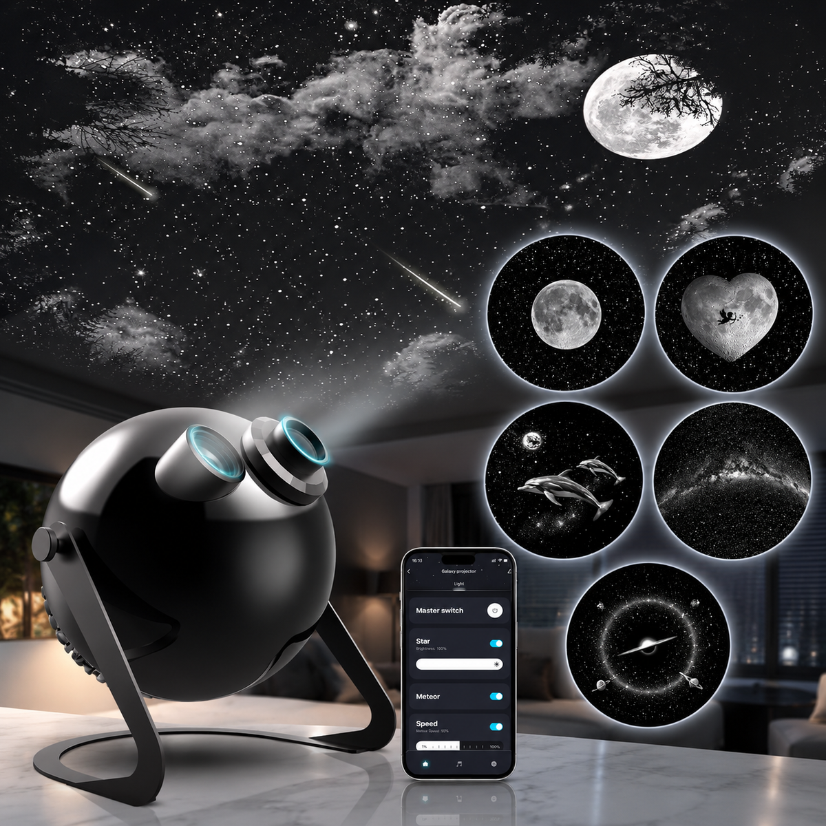 KTVLIGHTS 53W Pro Max APP Smart Galaxy Star Projector-S62