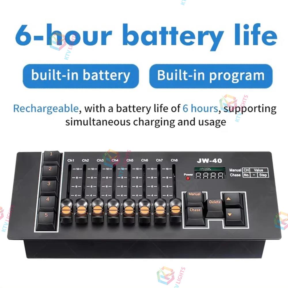 Portable DMX512 Lighting Console Rechargeable Stage Controller-D9