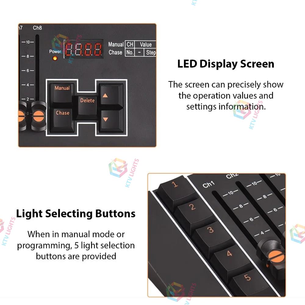 Portable DMX512 Lighting Console Rechargeable Stage Controller-D9