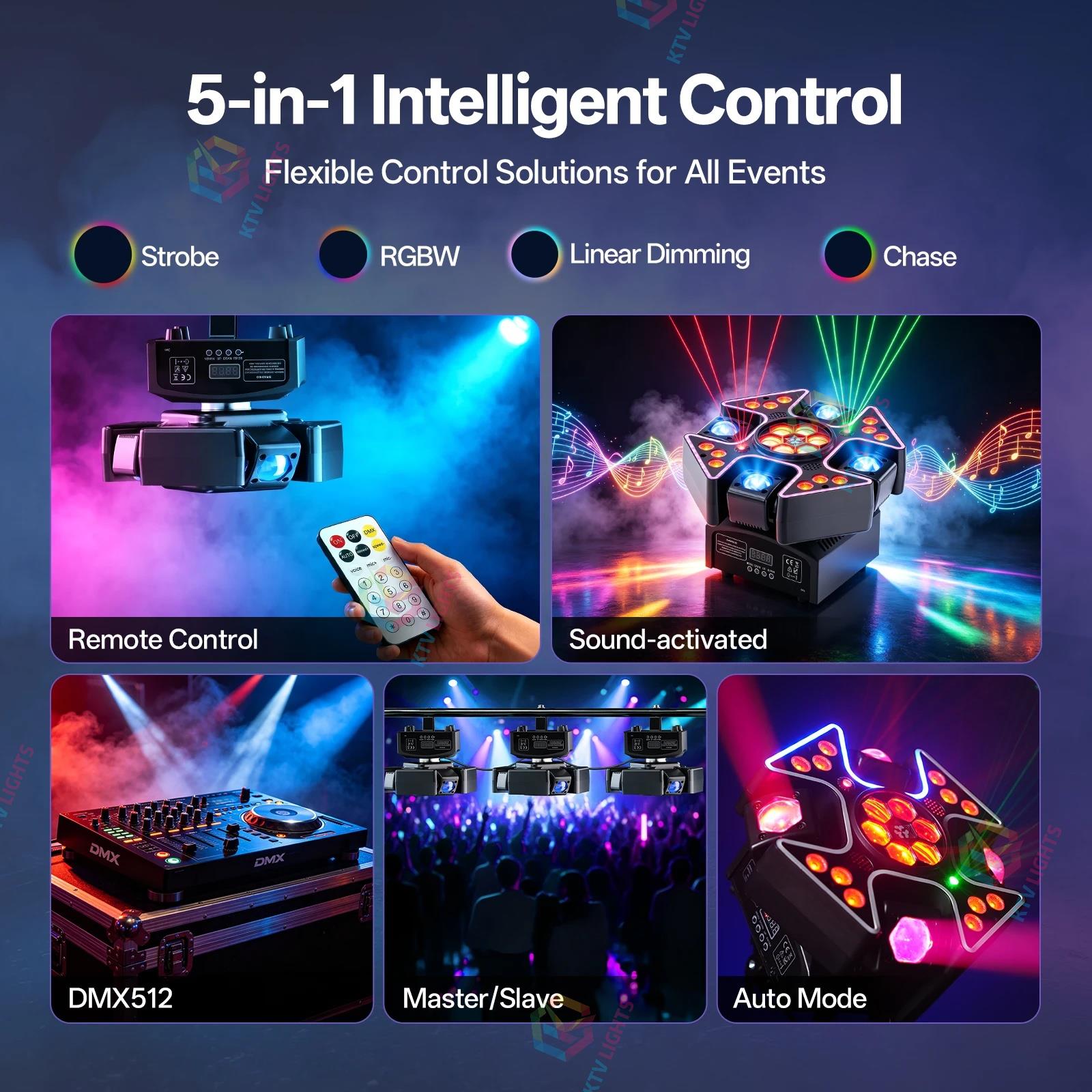 4-Arm RGBW Beam Moving Head DJ Stage Light DMX Party- E79