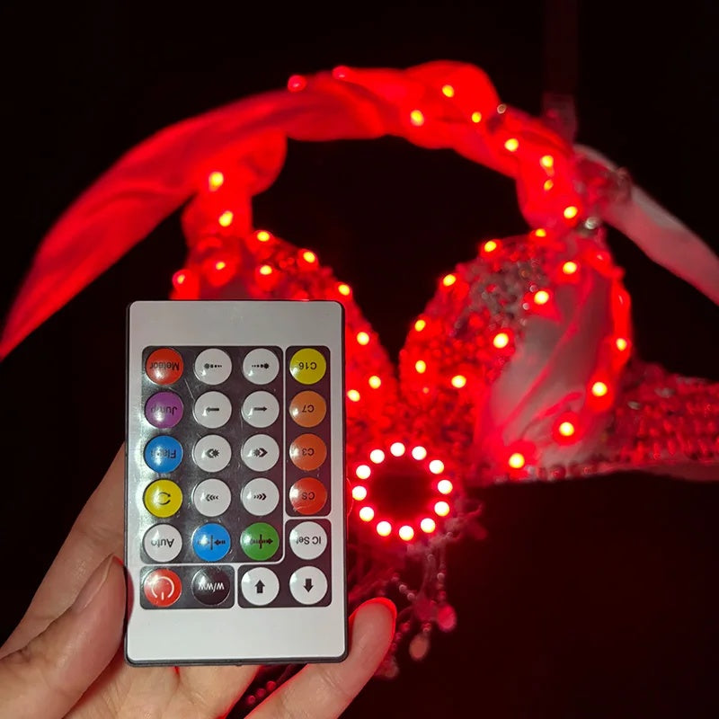 LED Color Lights Women Belly Dance Split Skirt Sexy-M40