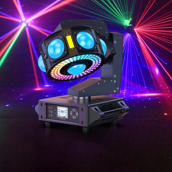 160W 4-in-1 DJ Moving Head Light, 360° Infinite Rotation - E15