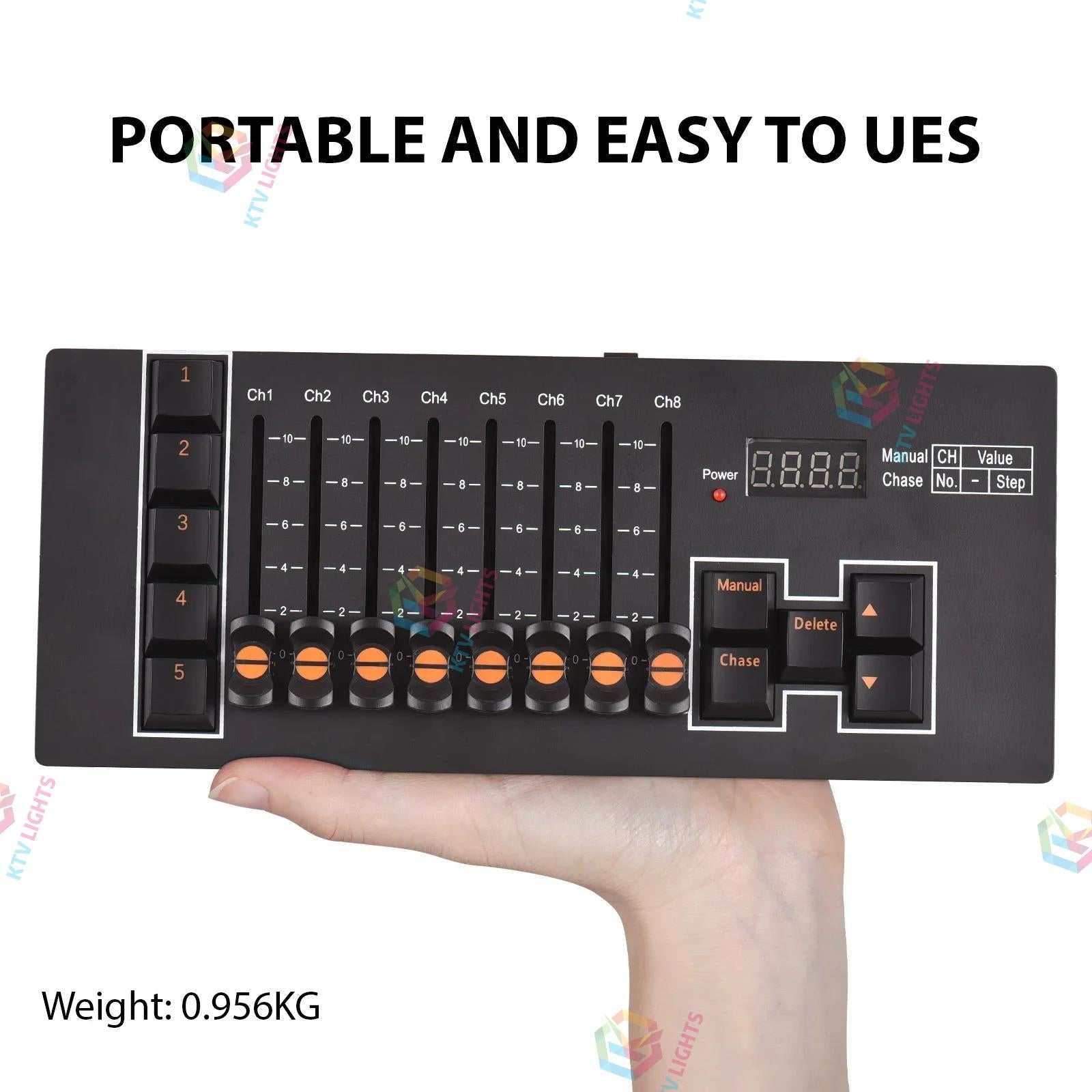 Portable DMX512 Lighting Console Rechargeable Stage Controller-D9