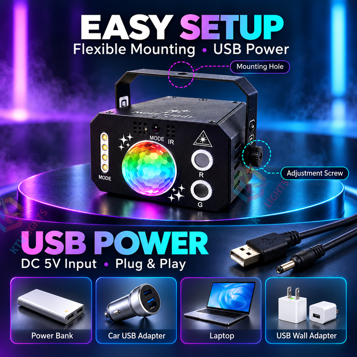 KTVLIGHTS USB Mini Party Laser Light-C12