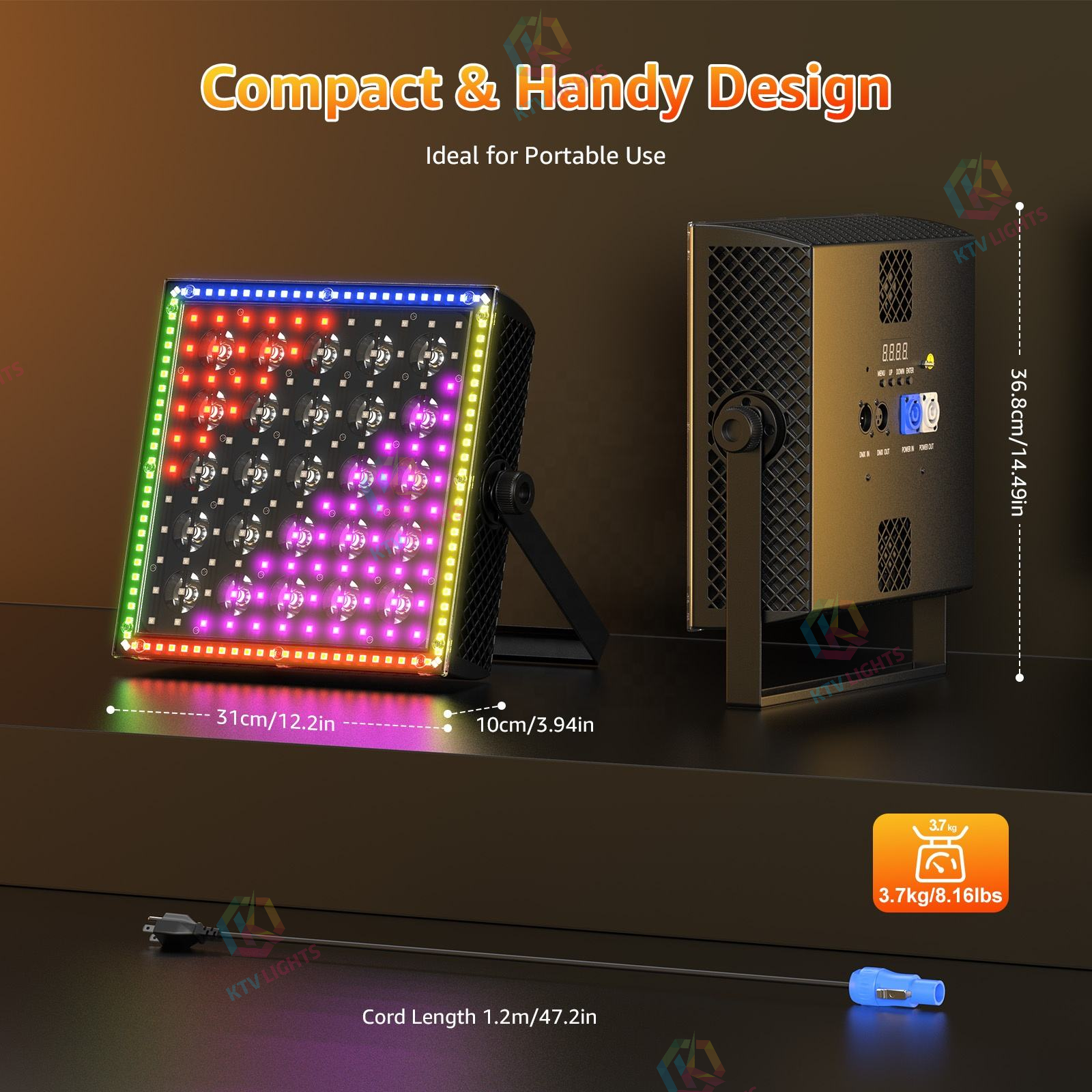 200W 5x5 LED Sound-Controlled DMX512 Wall Washer Light - X24