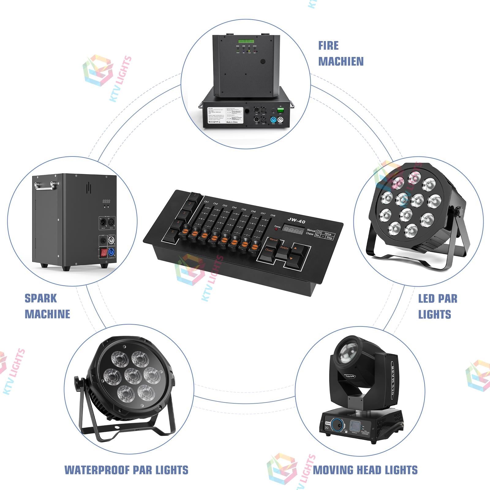 Portable DMX512 Lighting Console Rechargeable Stage Controller-D9