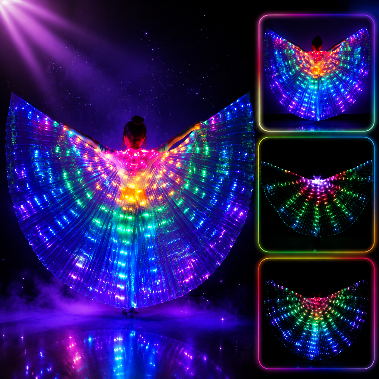 KTVLIGHTS Rainbow LED Wings for Dance Shows & Performances-M56