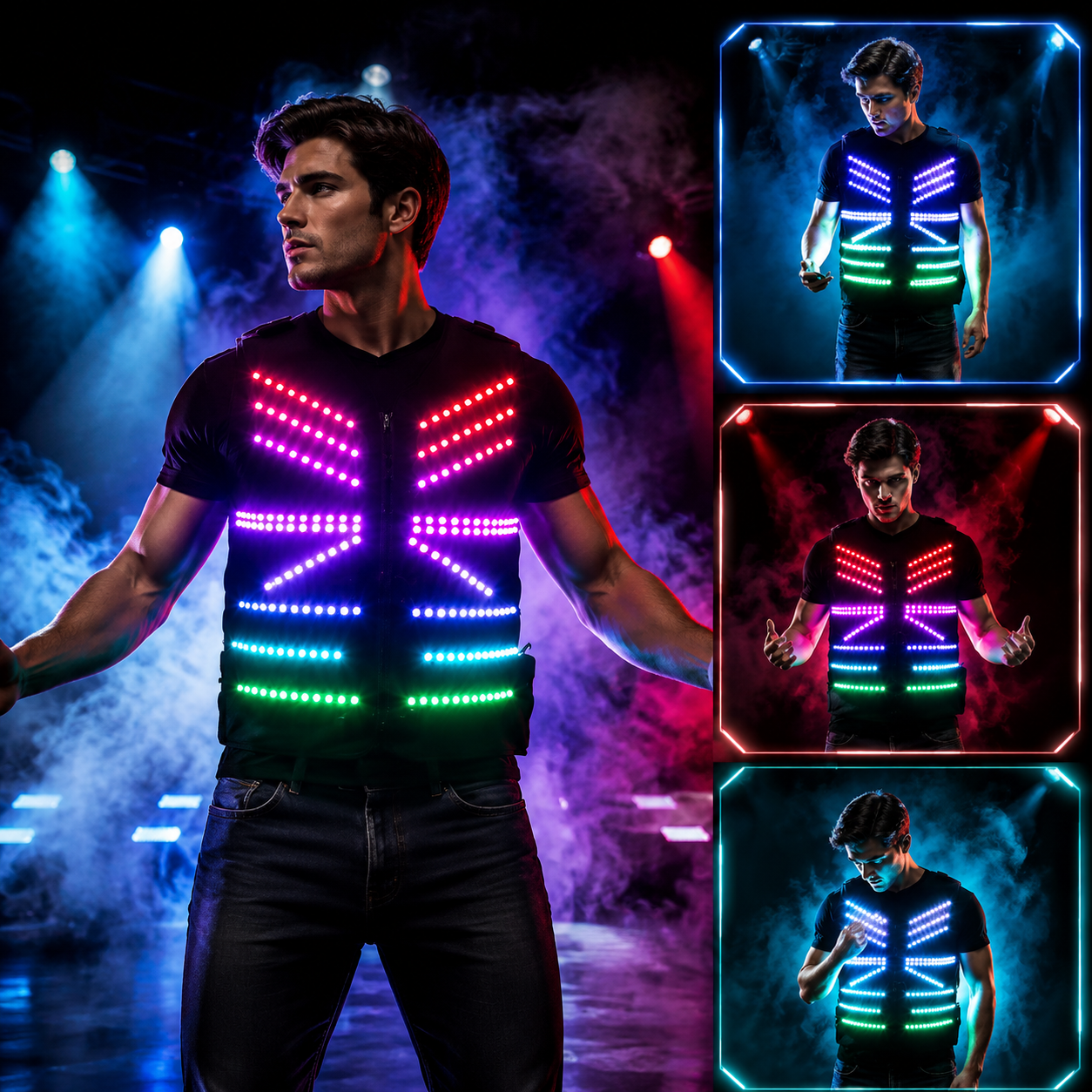 KTVLIGHTS Colorful LED Vest for Rave Parties & DJ Events-M42