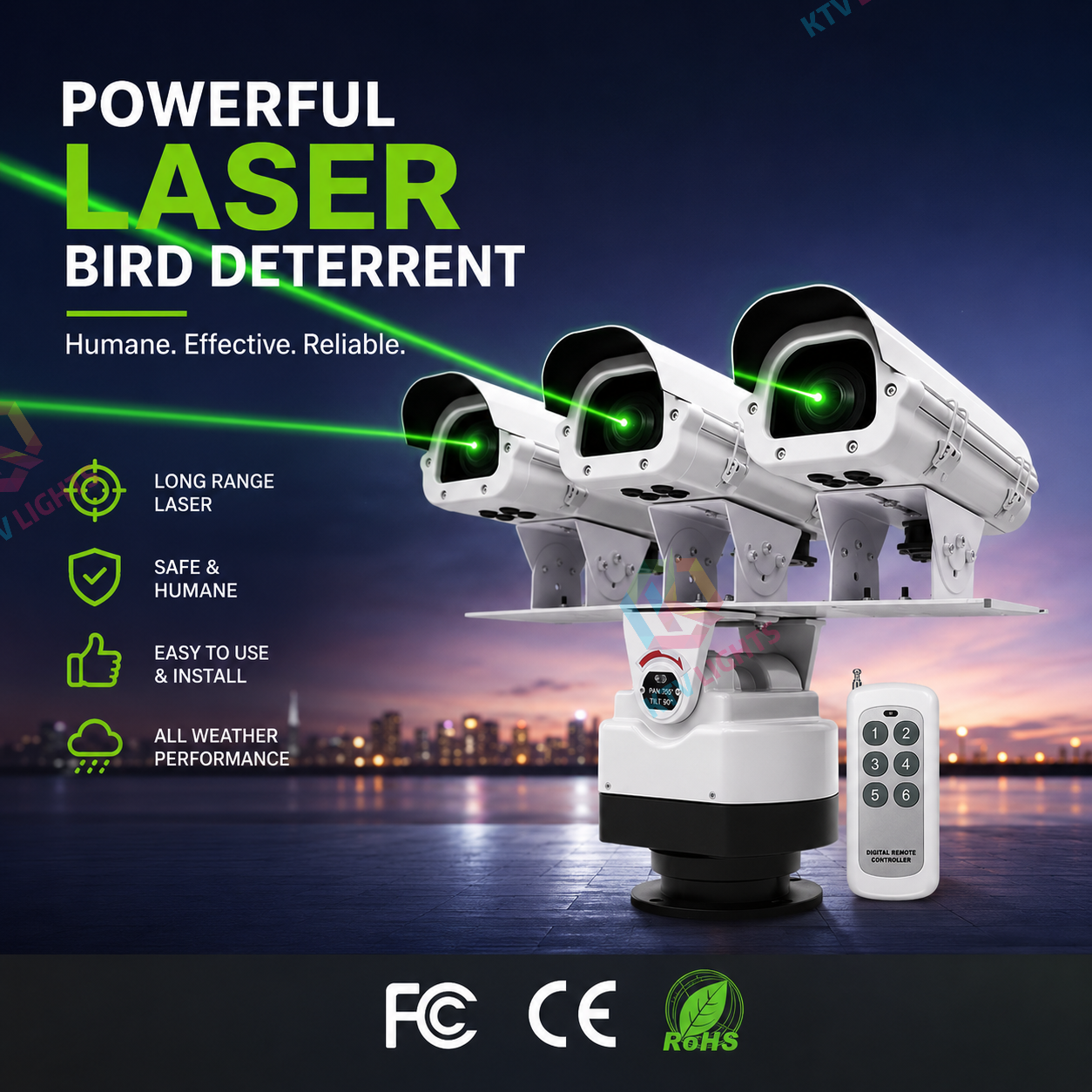 Three-headed bird and animal repelling laser light - B56