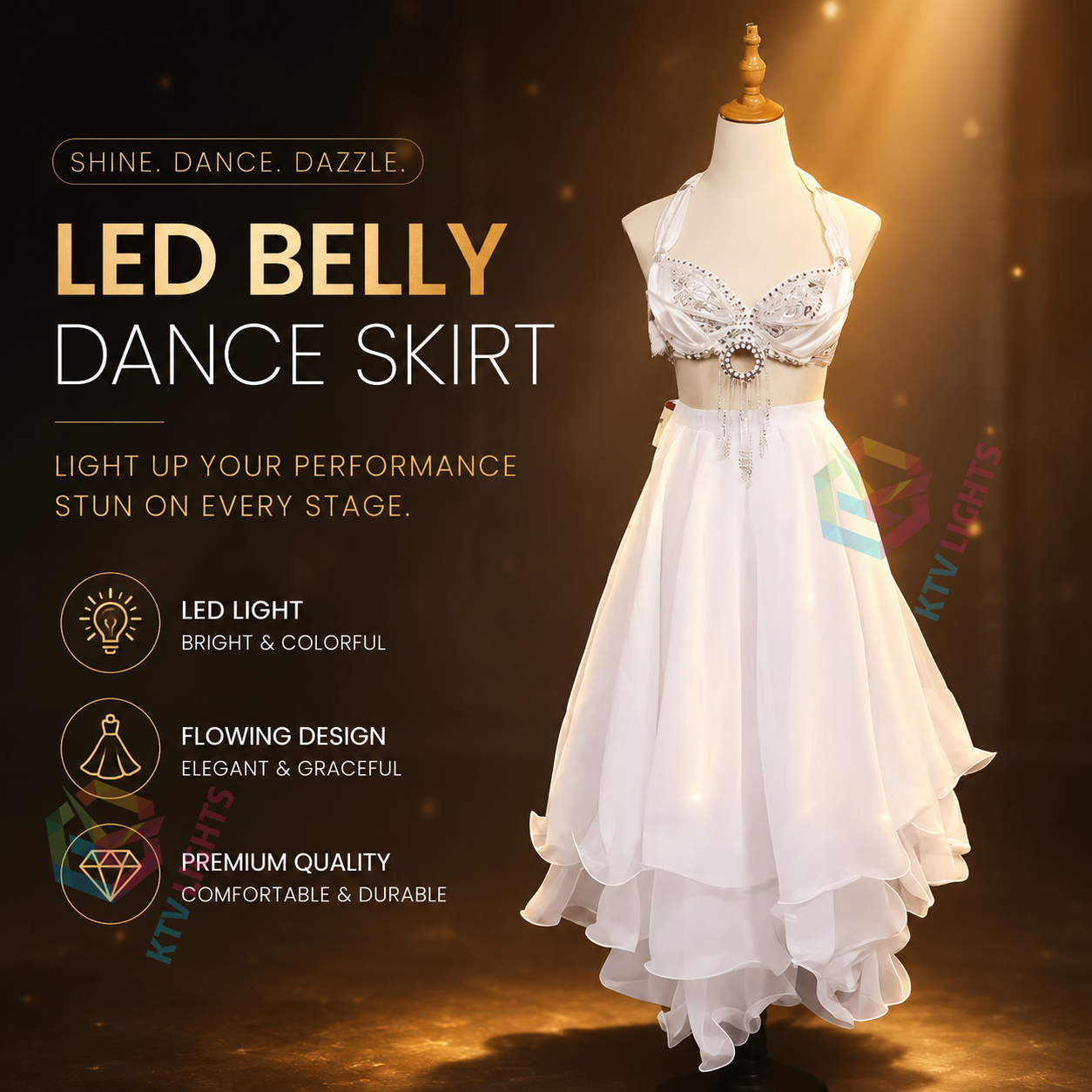 KTVLIGHTS Make Every Move Glow With LED Dance Skirt-M40