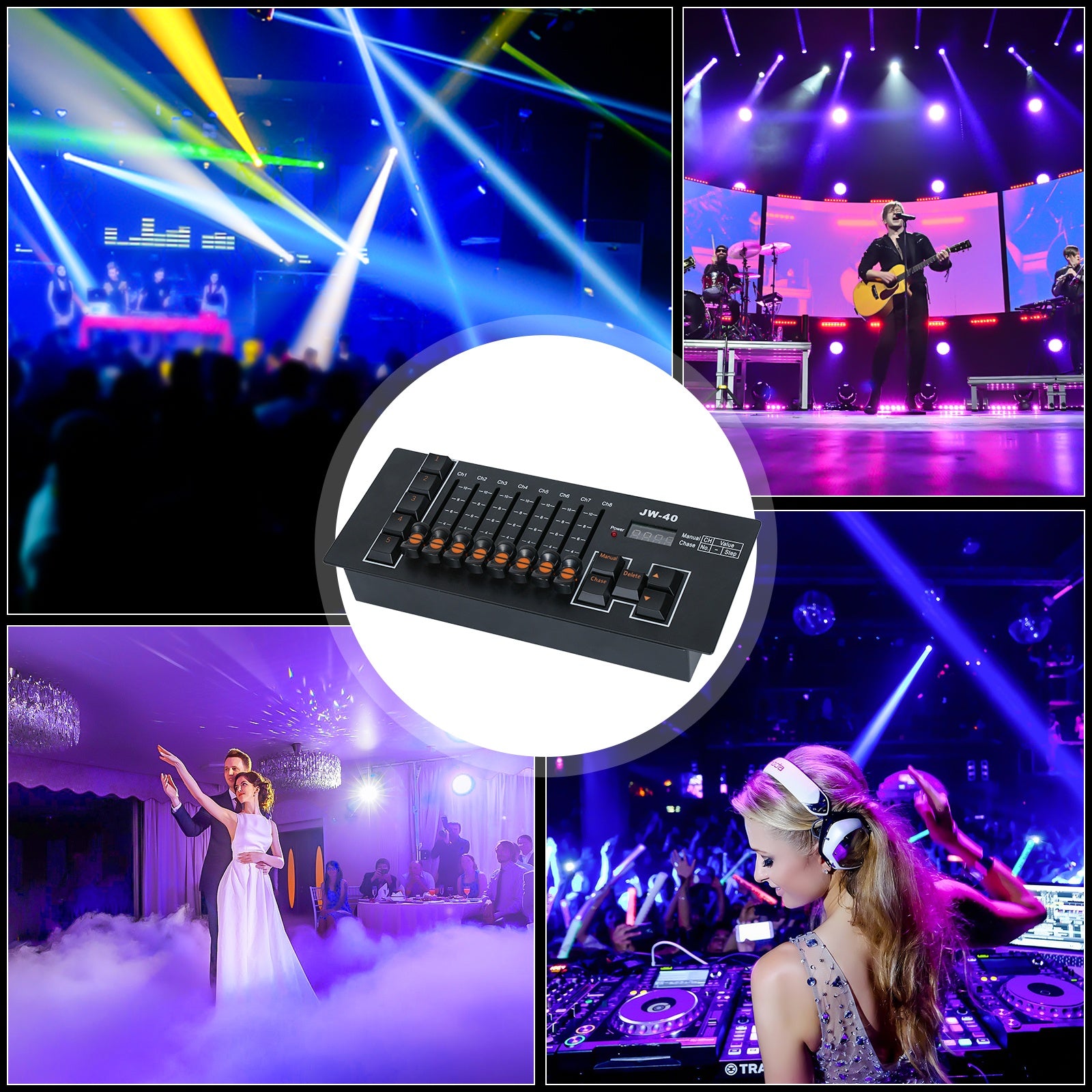 Portable DMX512 Lighting Console Rechargeable Stage Controller-D9