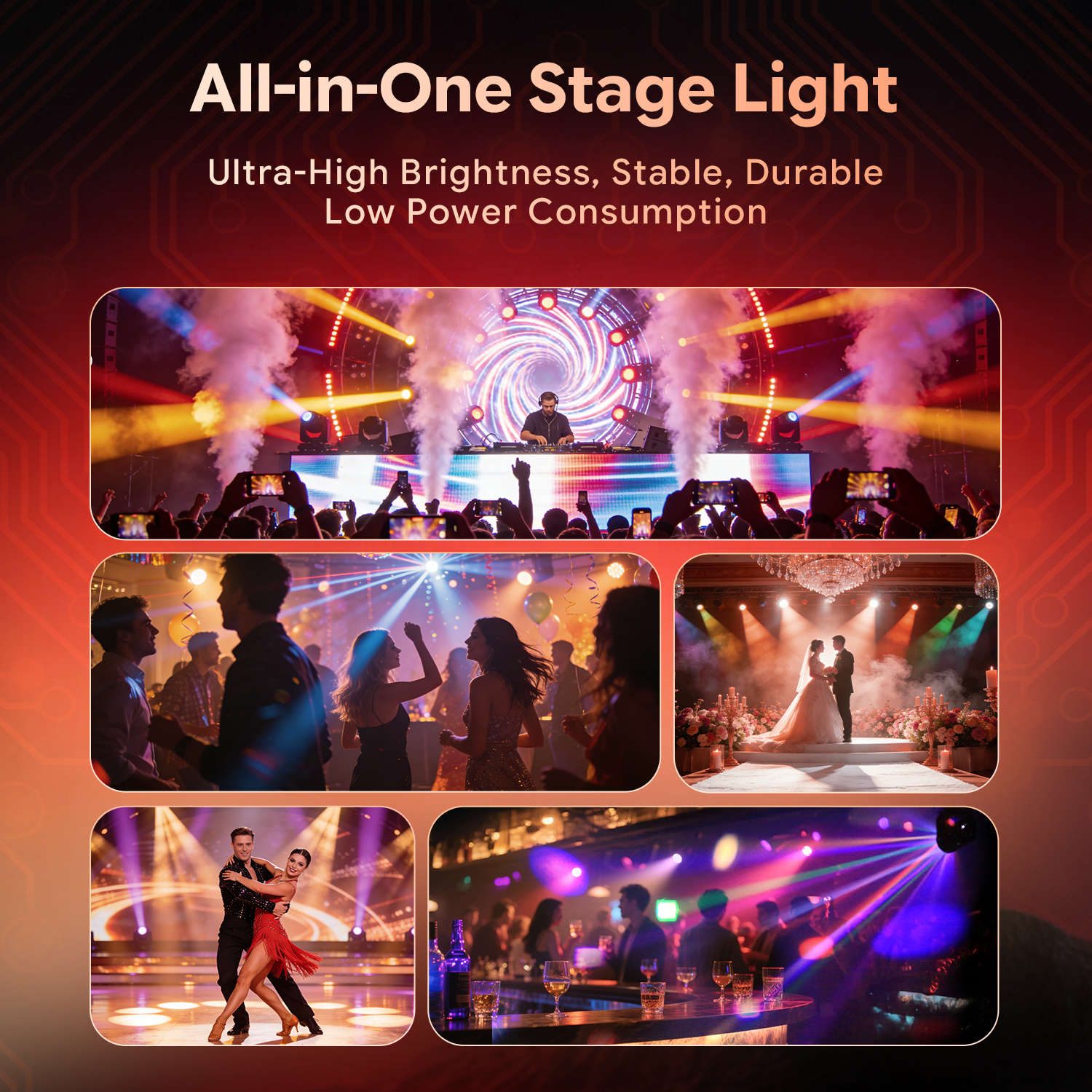 Mini six-color bee-eye rotating moving head light-E75