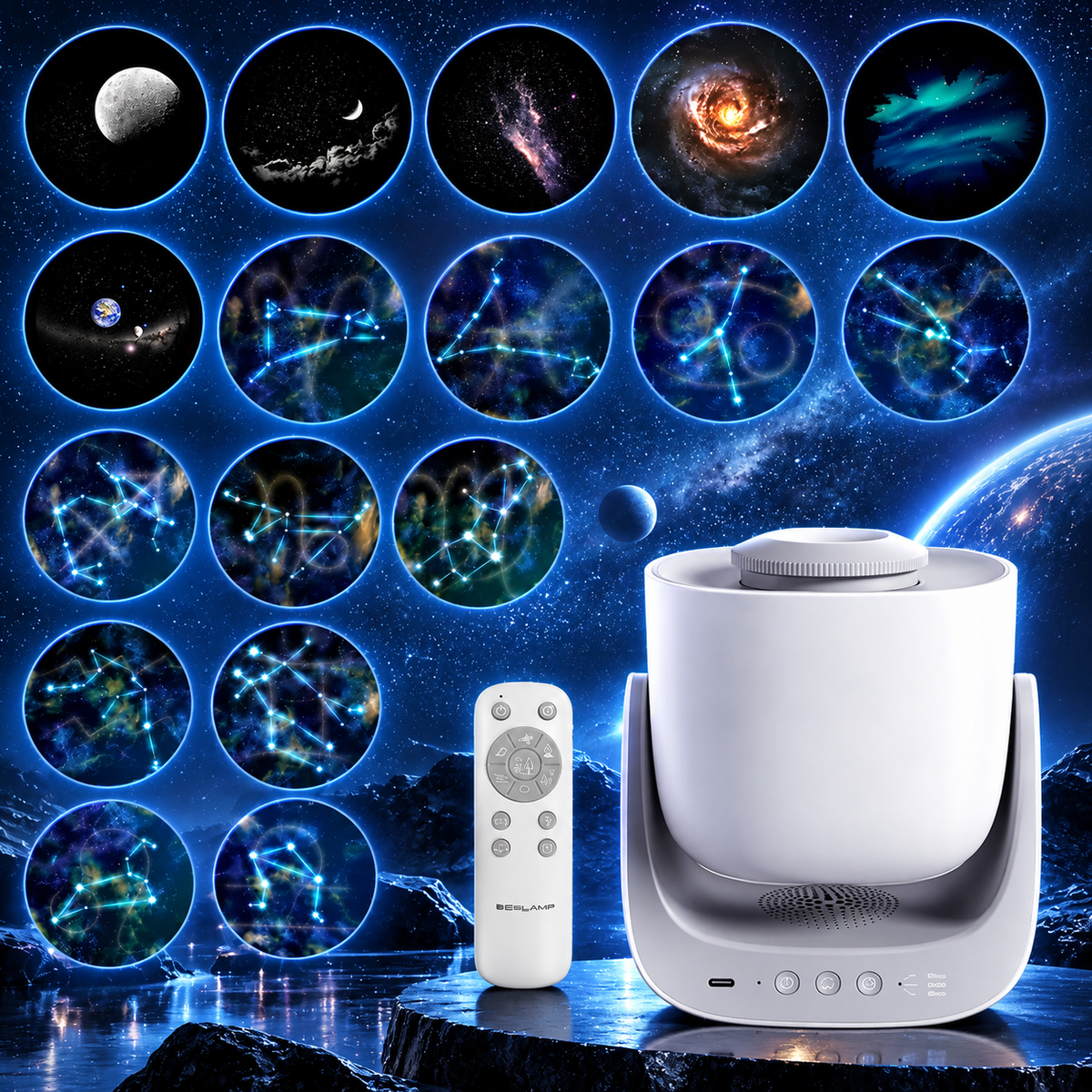 KTVLIGHTS Bluetooth Speaker Galaxy Star Projector-S57