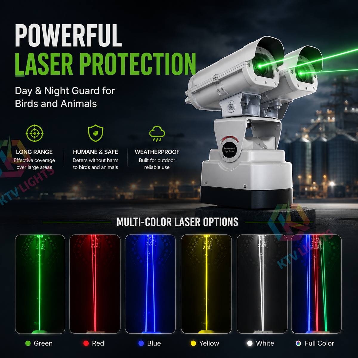 Dual-head outdoor bird and animal repellent laser light - B55