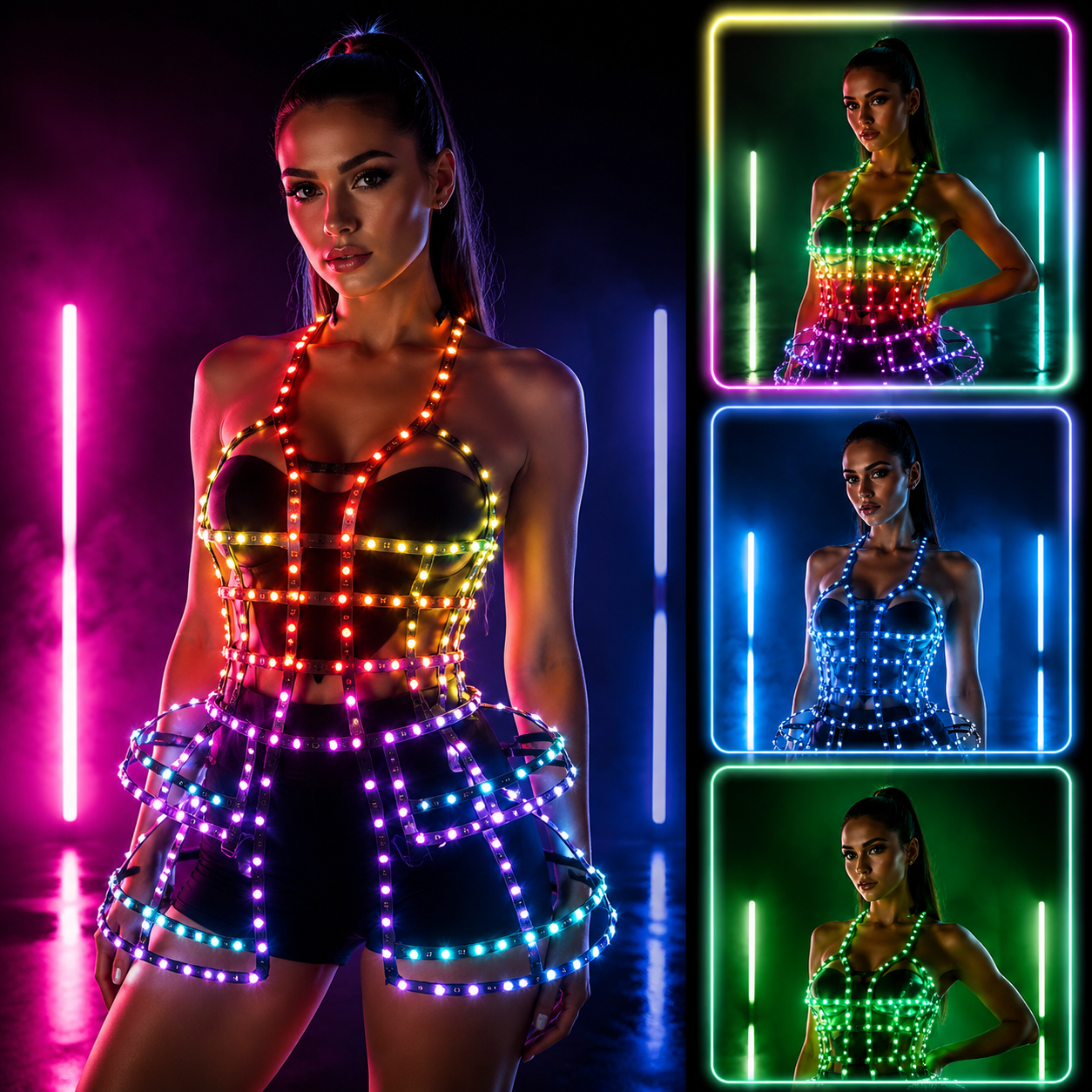 KTVLIGHTS Full Color LED Cage Clothing Light Up Costume - M12