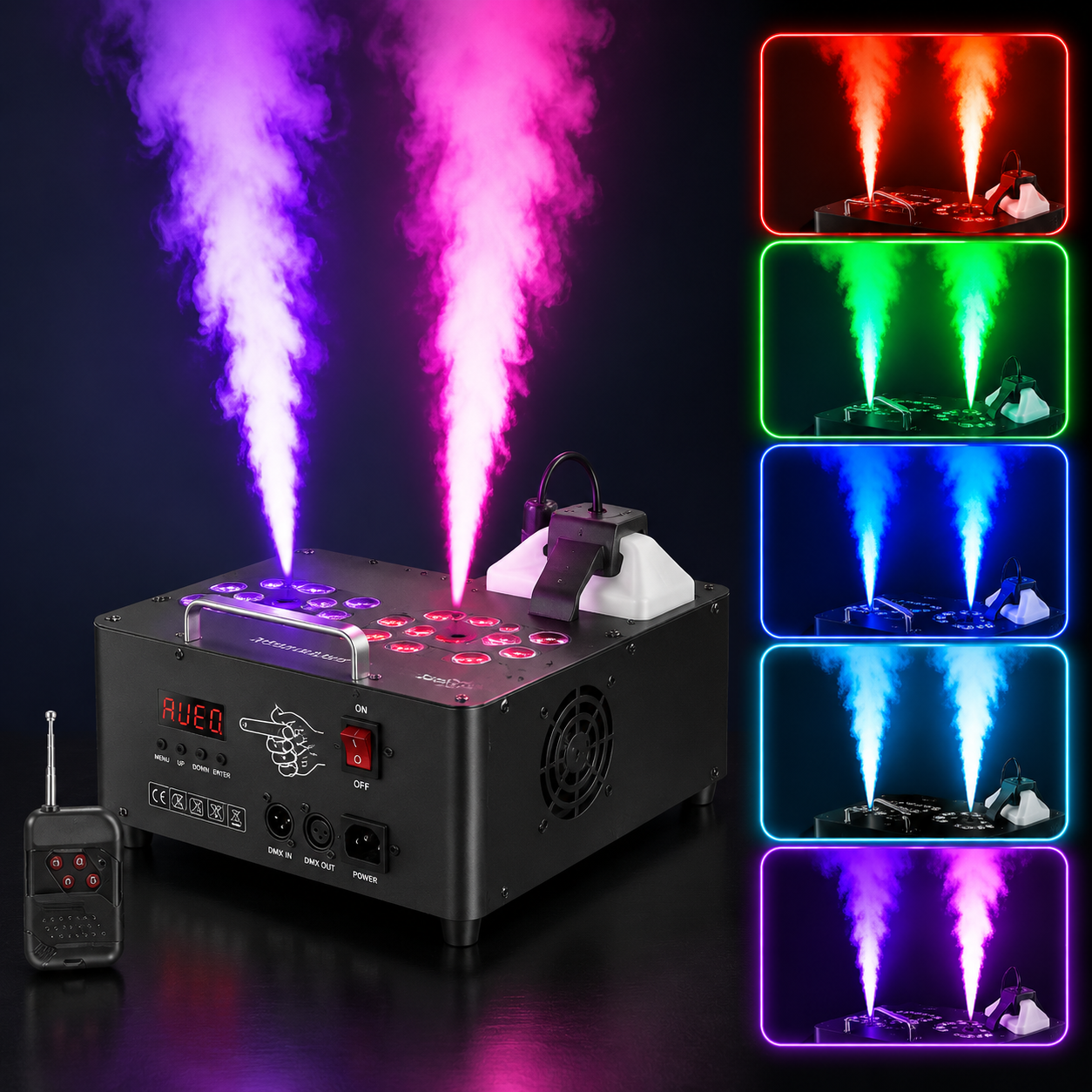 KTVLIGHTS 2000W Dual-Tube Adjustable LED RGB Smoke Machine-Y11