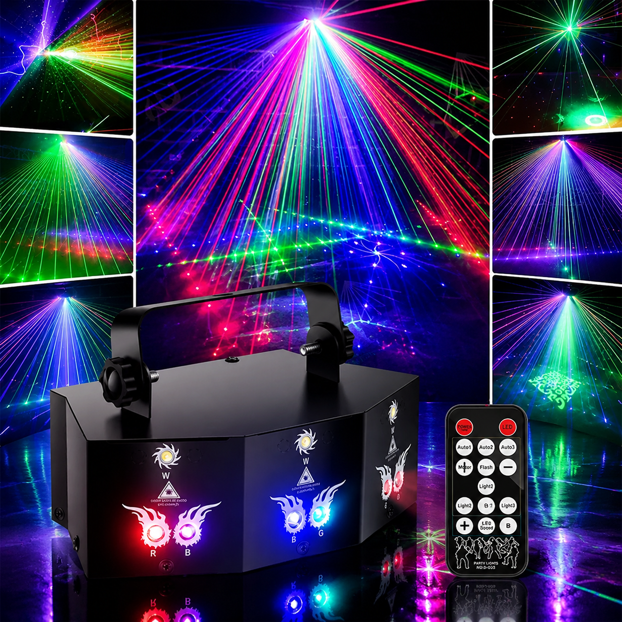 KTVLIGHTS 9 Lens Laser Light DMX DJ Stage Party Projector-B47