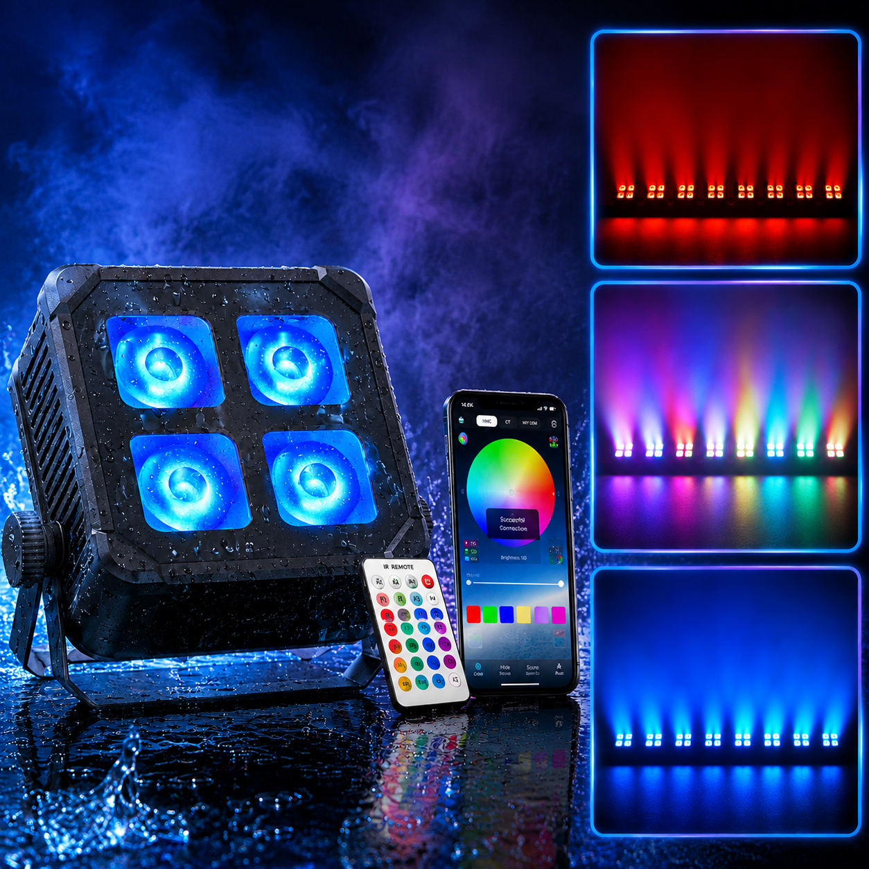 KTVLIGHTS 4x15W RGBW IP65 Battery-Powered LED PAR Light-P15