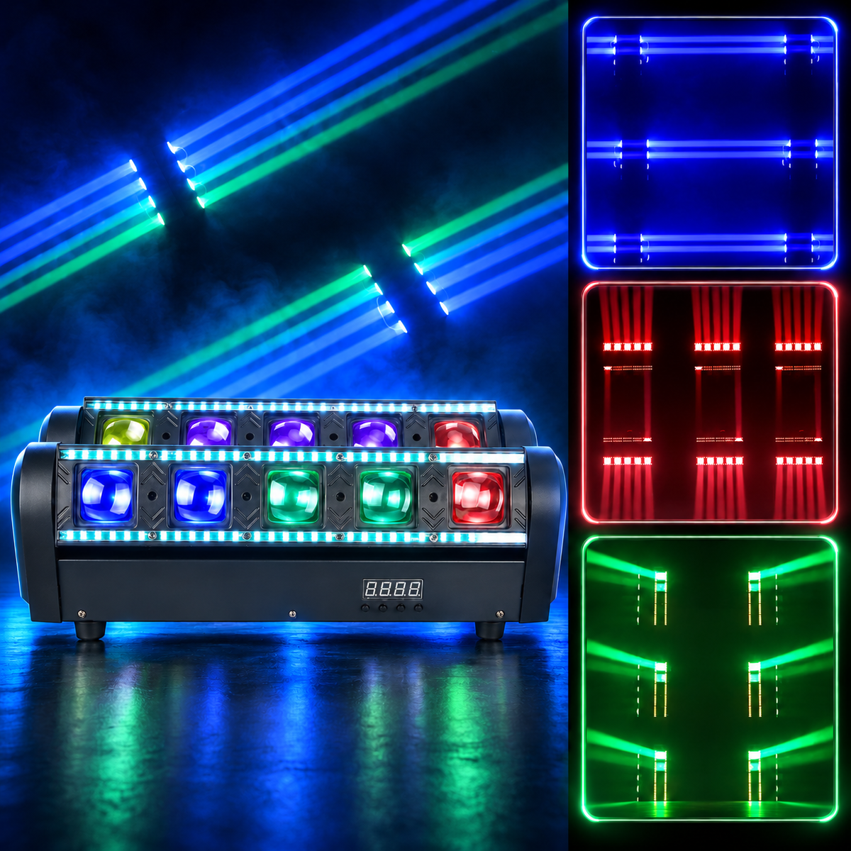 KTVLIGHTS 400W RGBW 10-Eye Spider Moving Head LED Stage Light-E105