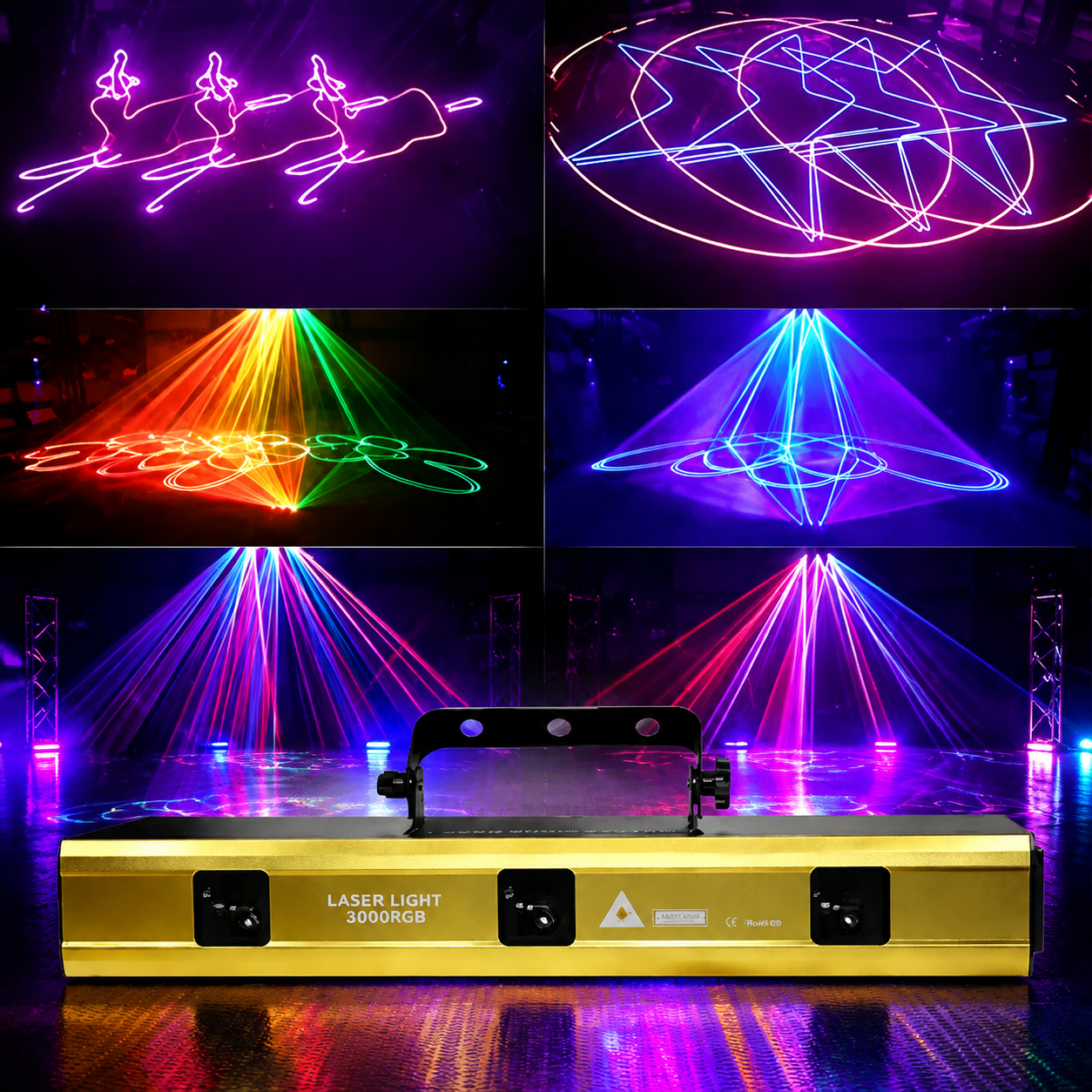 KTVLIGHTS 3W RGB Animation Laser Light for DJ Stages (Built-in 256 Patterns)-A19