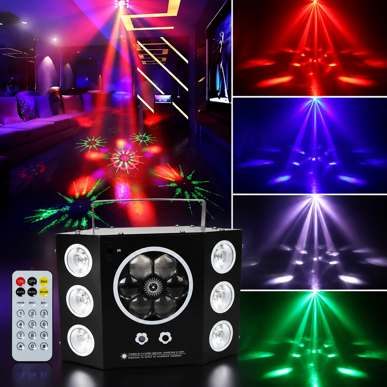 KTVLIGHTS 150W 5-in-1 RGB Snowflake Laser Stage Light with DMX-C14