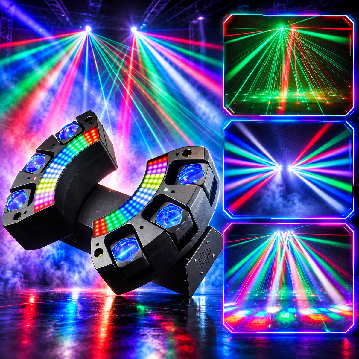 KTVLIGHTS 100W Double Blade Laser Stage Light, RGB LED, DMX512-E111