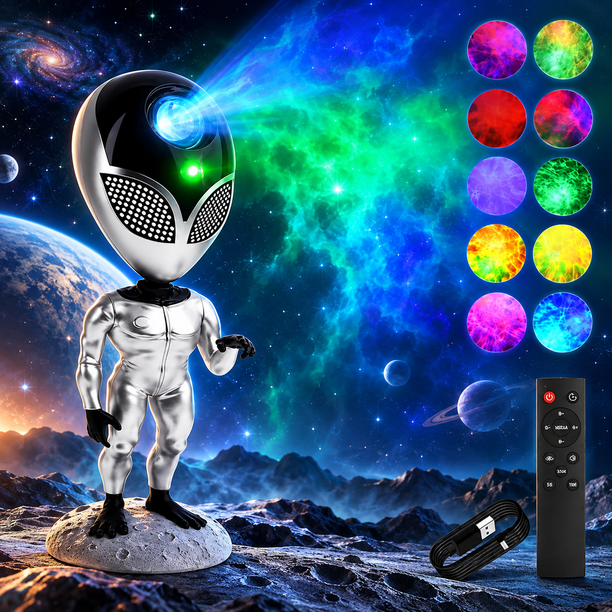 KTVLIGHTS Alien Star Galaxy Projector with 8 Nebula Effects-S59