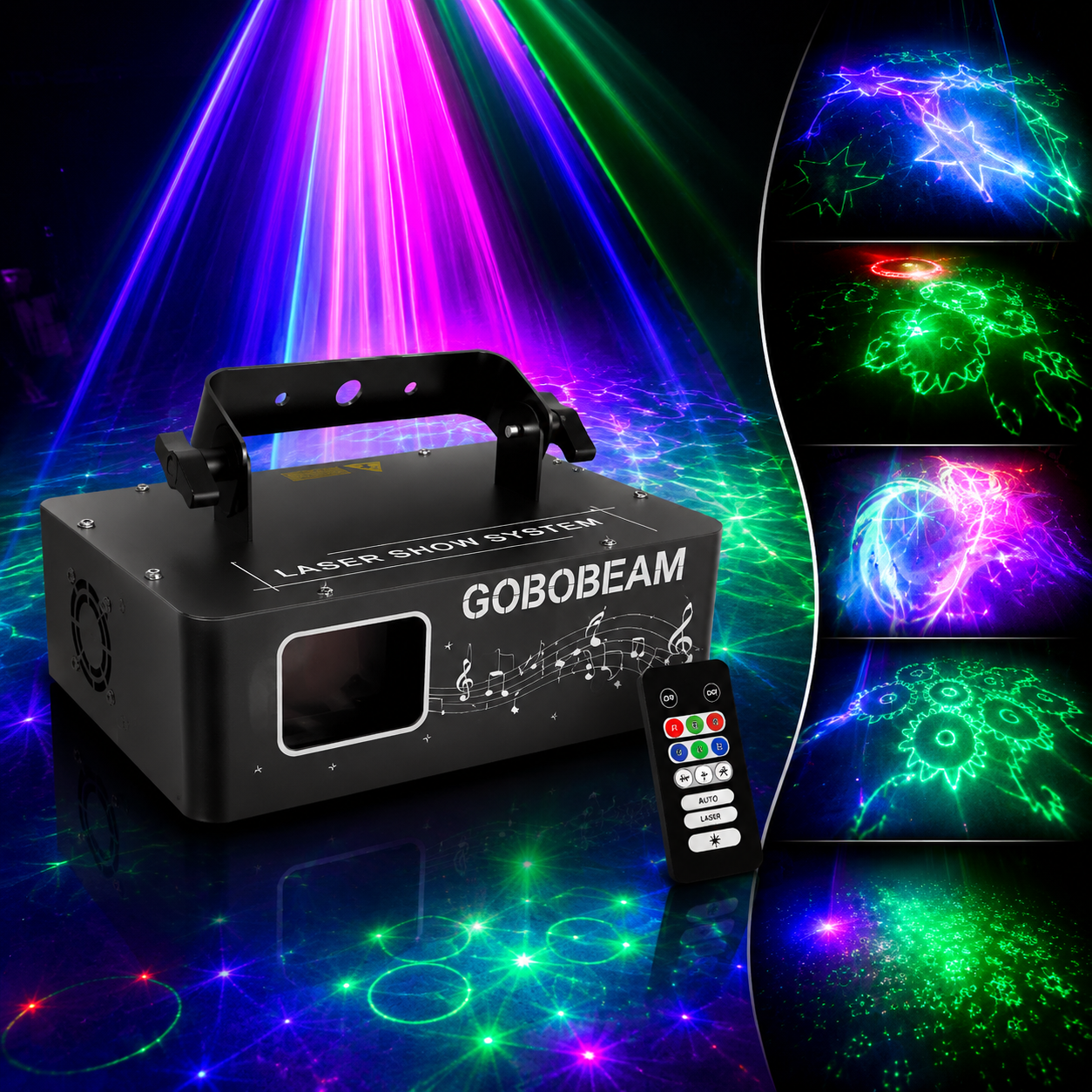 KTVLIGHTS 500mW RGB 2-in-1 Pattern Scanning DMX Stage Laser Light-B10