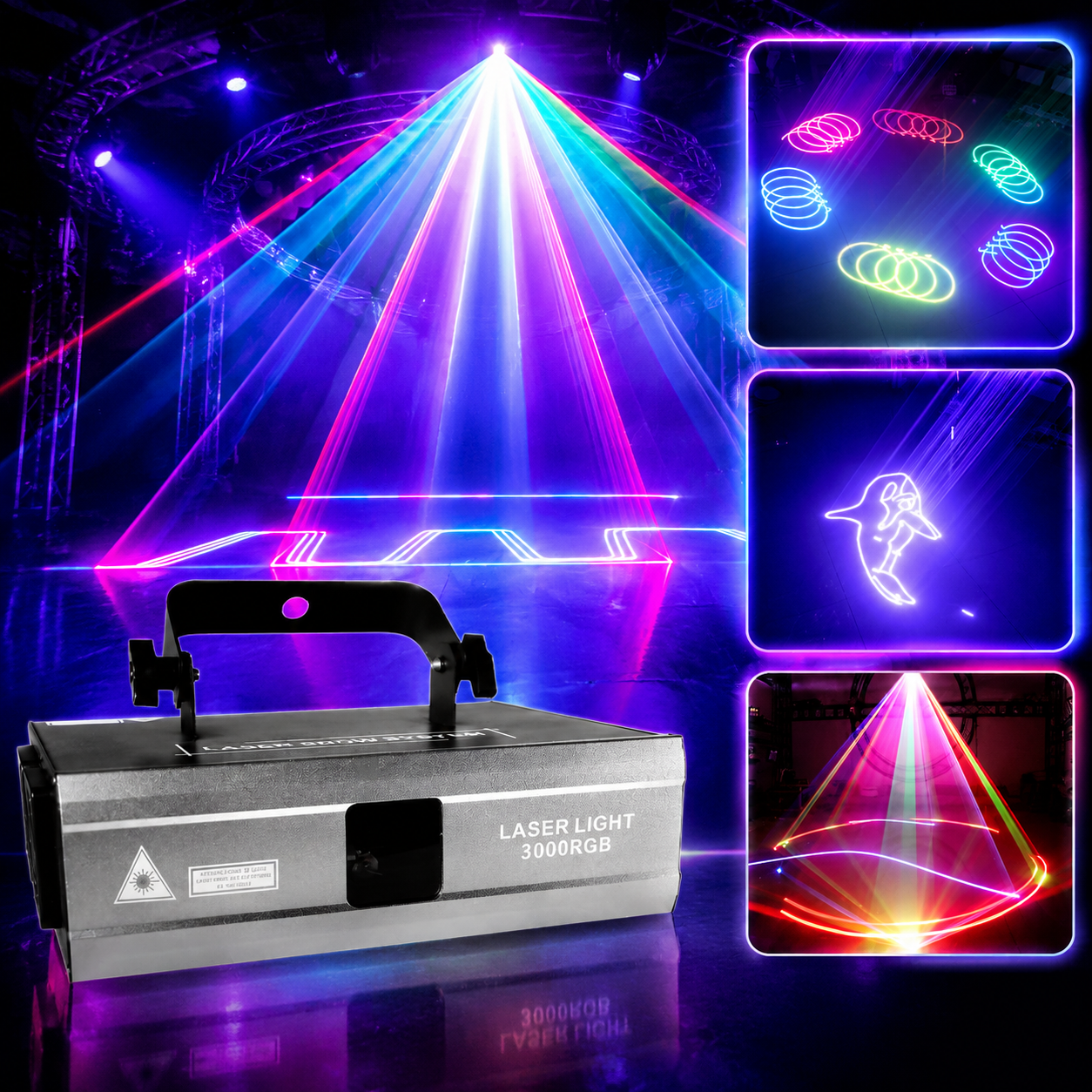 KTVLIGHTS 2W–3W RGB Animation Scanning Laser Light for DJ Stages-A6