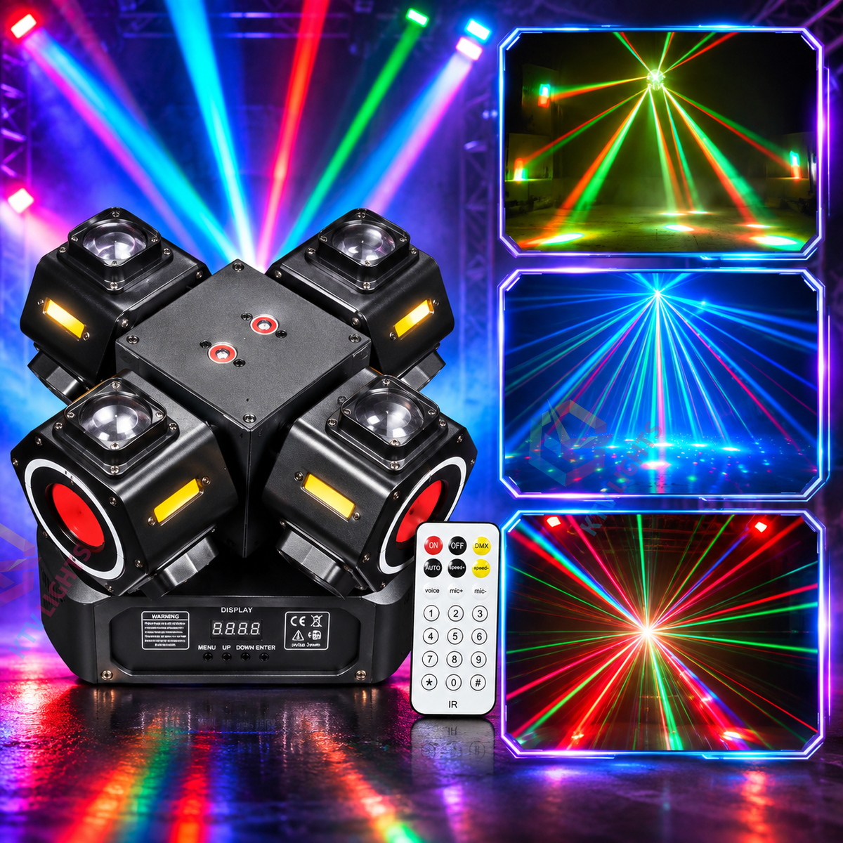 KTVLIGHTS 180W 4-Arm Moving Head Laser Beam DJ Stage Light-E96